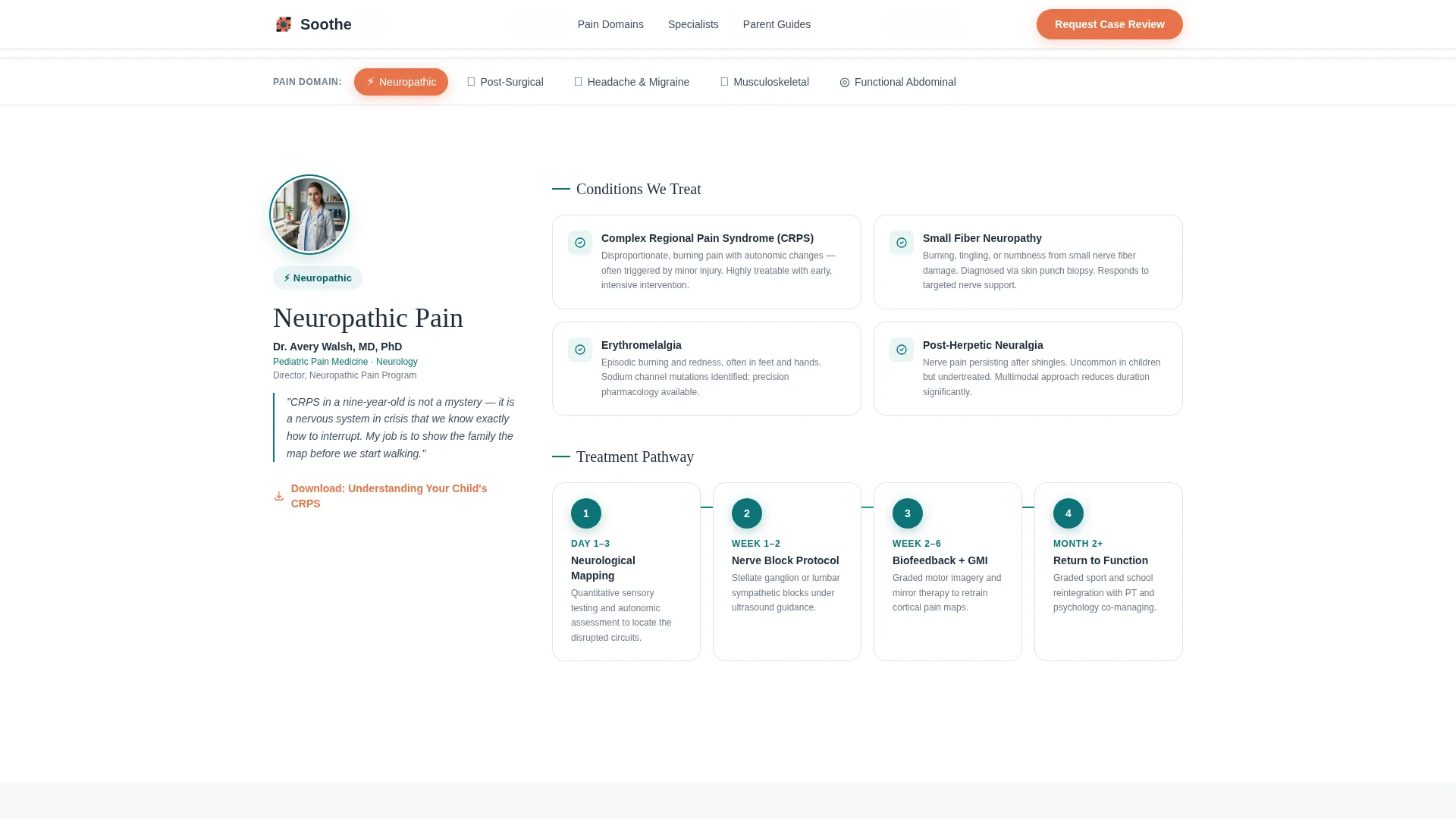 Pediatric Pain Clinic Landing Page Template