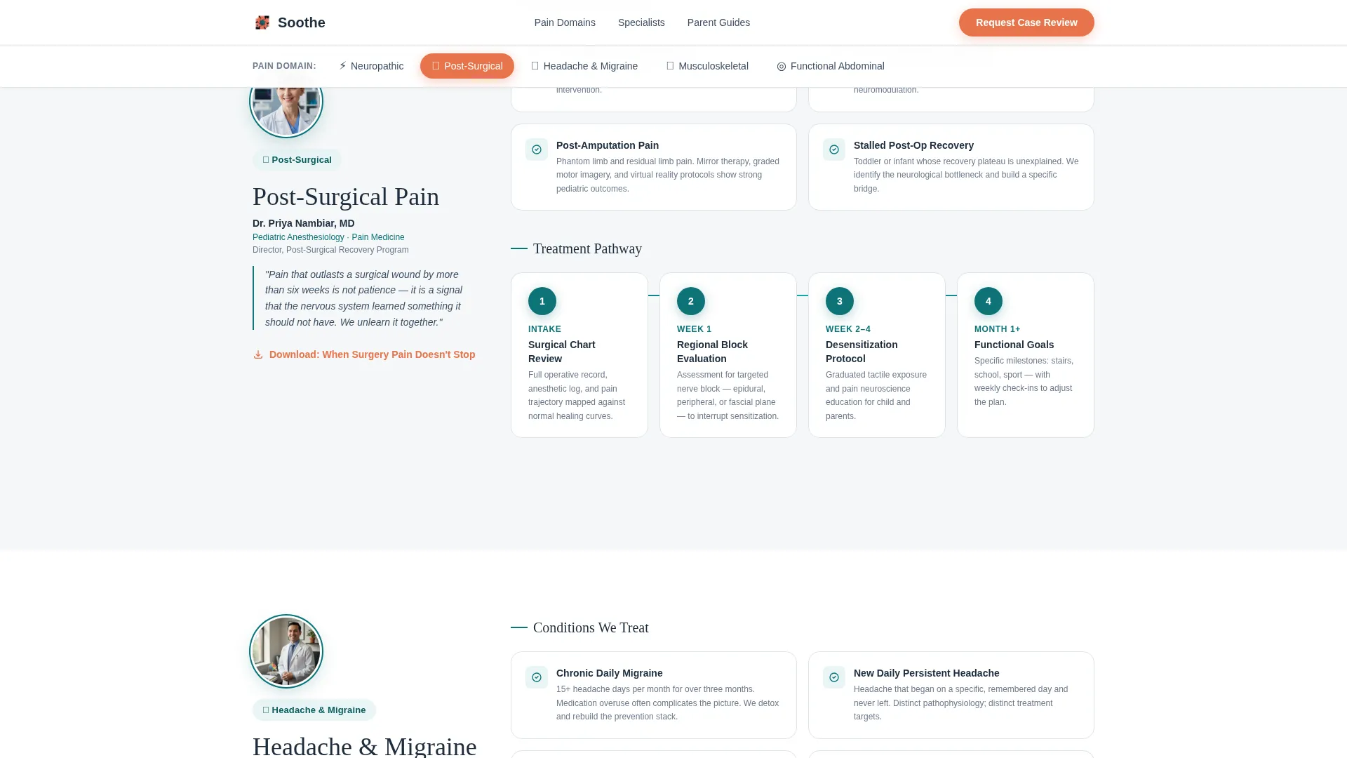 Pediatric Pain Clinic Landing Page Template