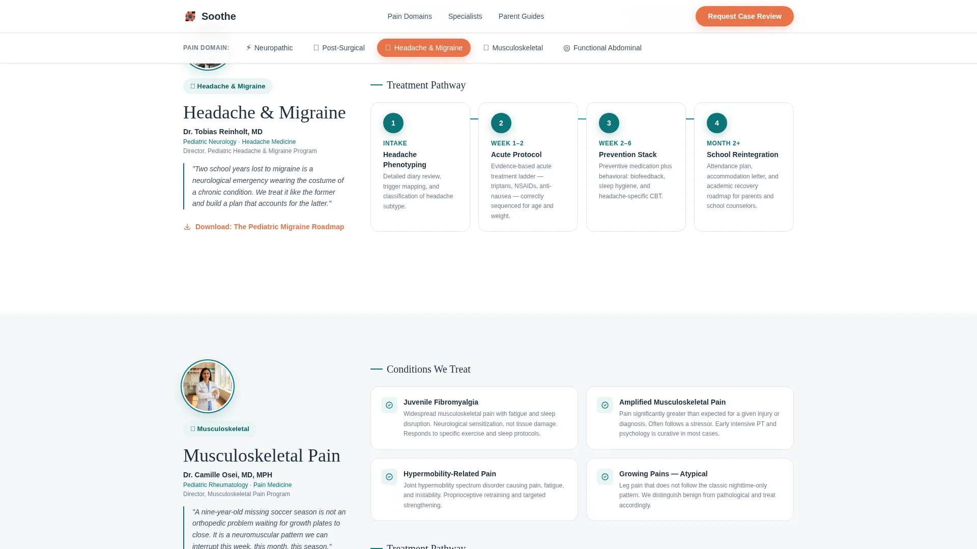 Pediatric Pain Clinic Landing Page Template