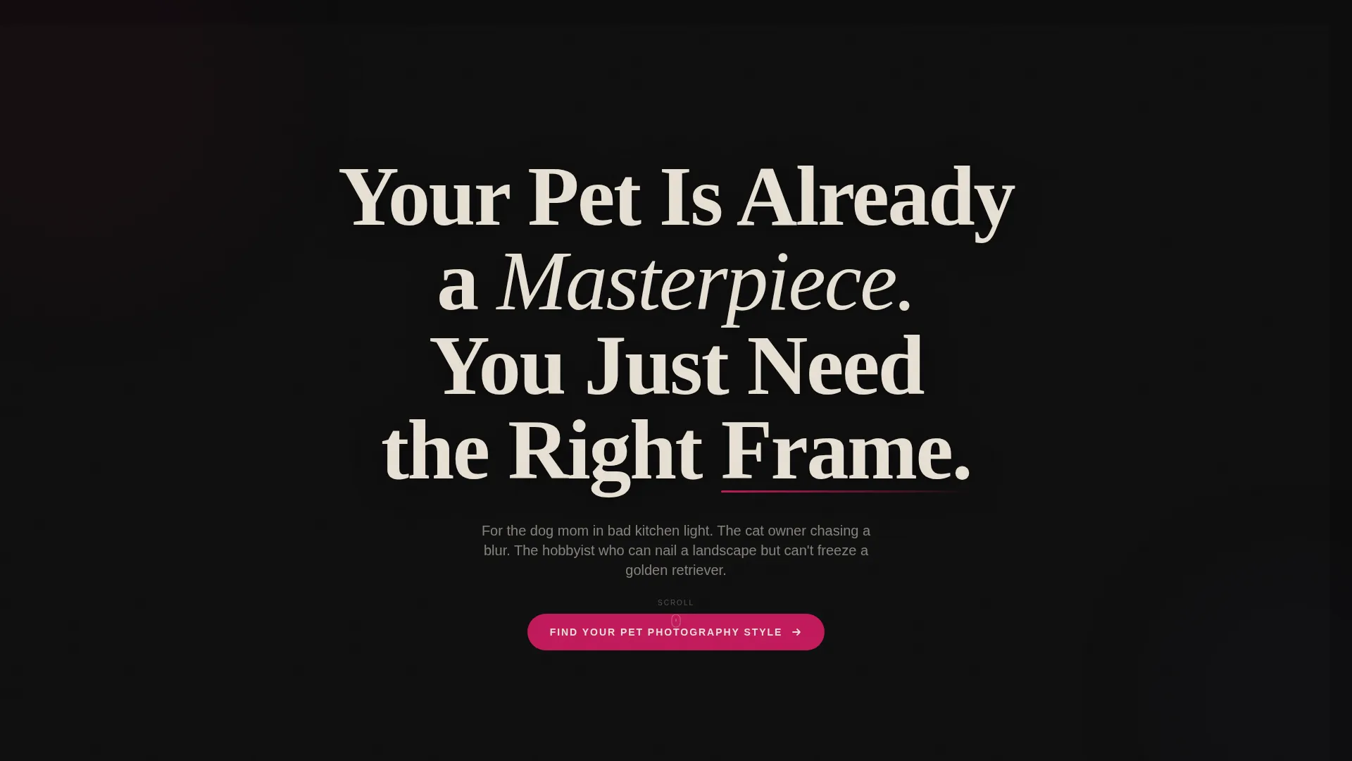 Pet Photography Blog Landing Page Template