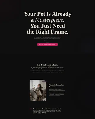 Pet Photography Blog Landing Page Template