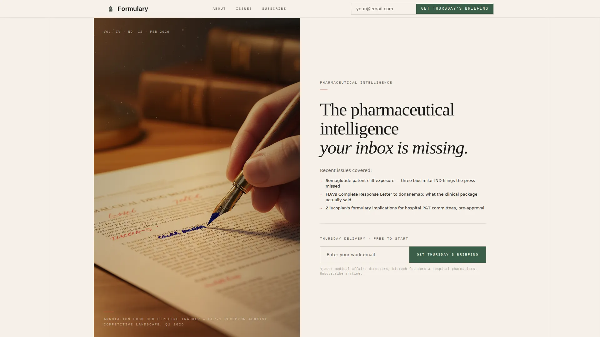 Pharmaceutical Newsletter Landing Page Template