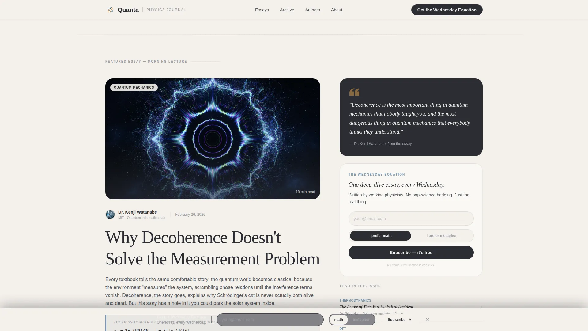 Cerebral Physics Journal Landing Page Template