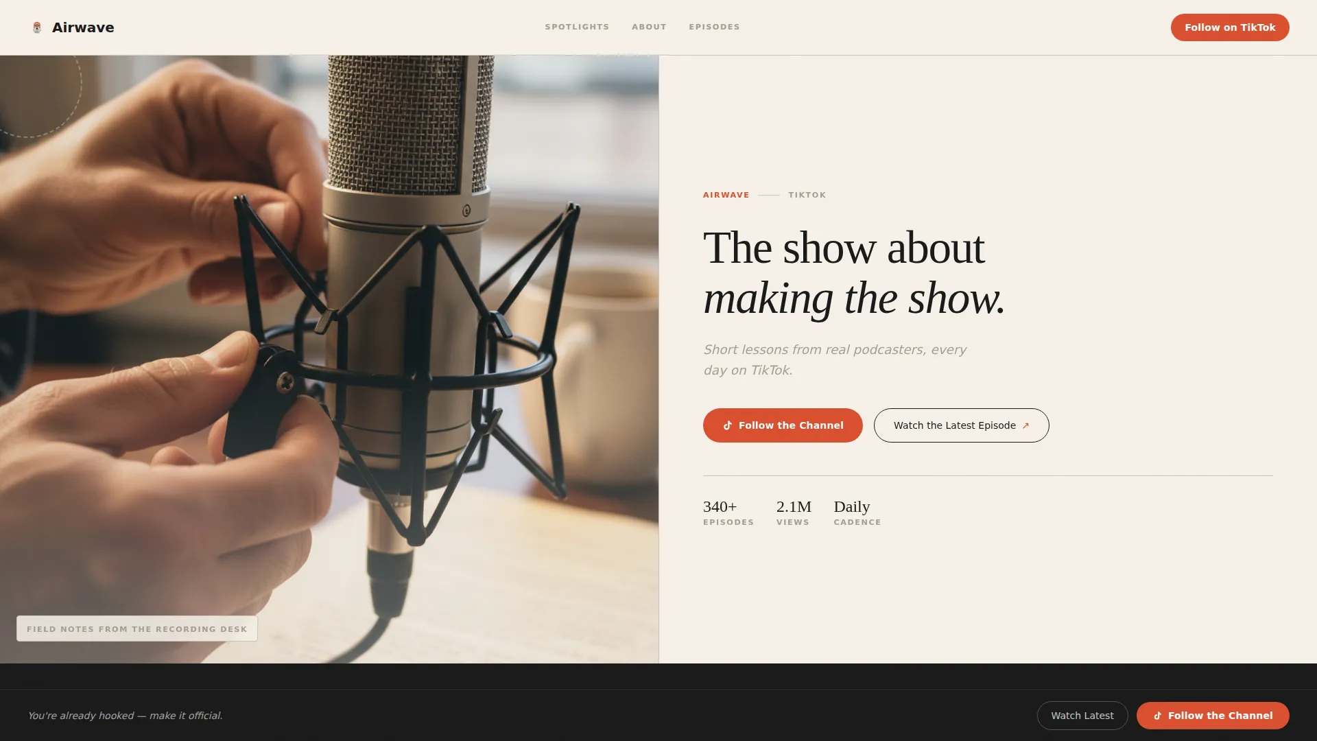 Artisan Podcasting Editorial Landing Page Template
