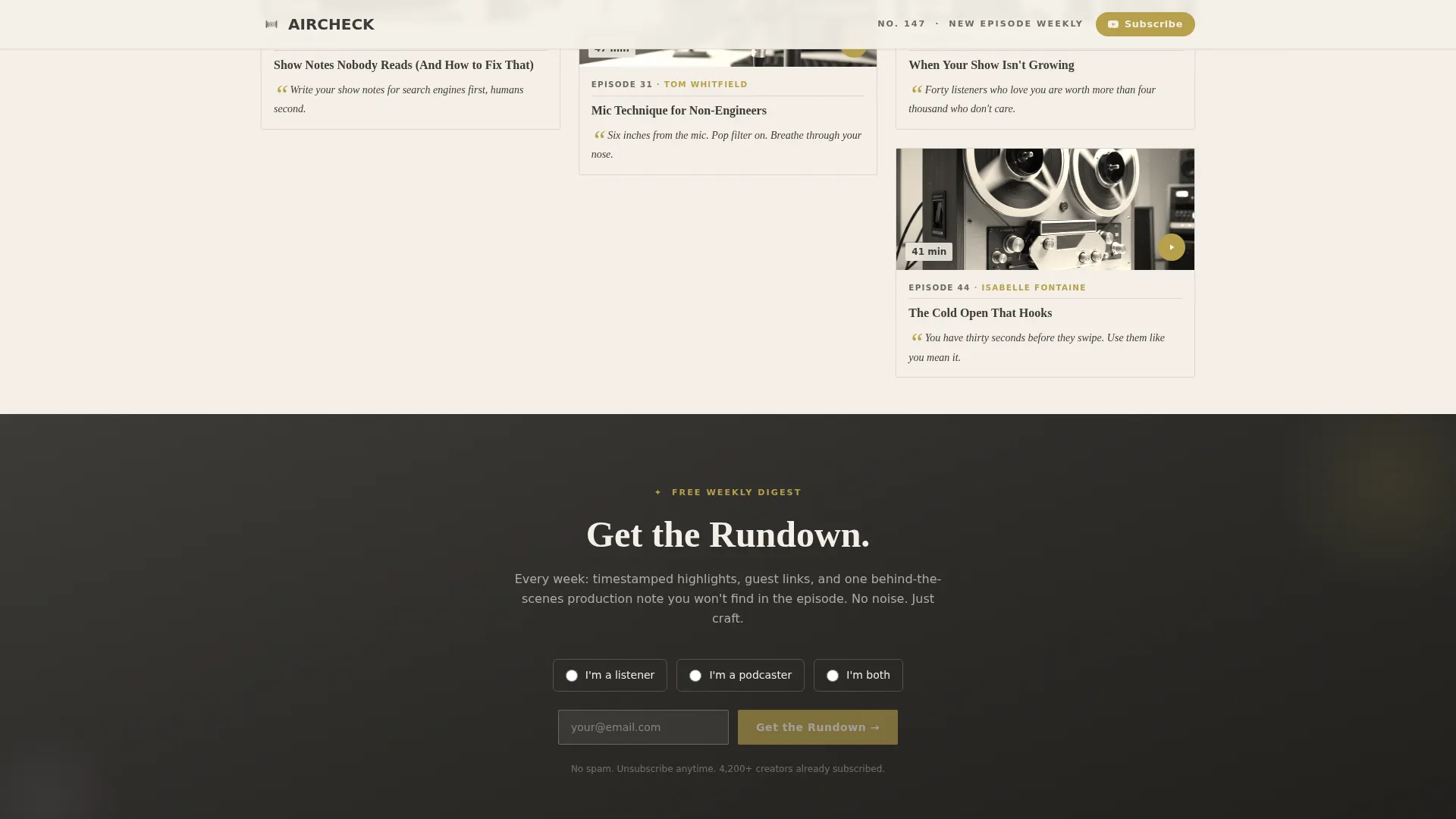 Podcast Landing Page Template, Heritage Masonry Layout