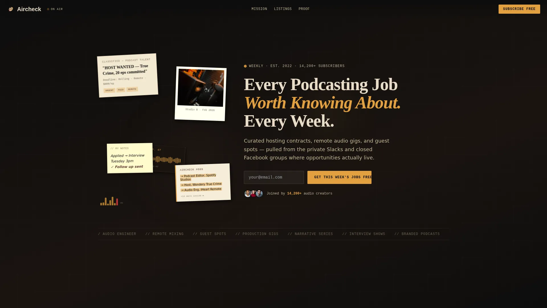 Podcasting Jobs Newsletter Landing Page Template