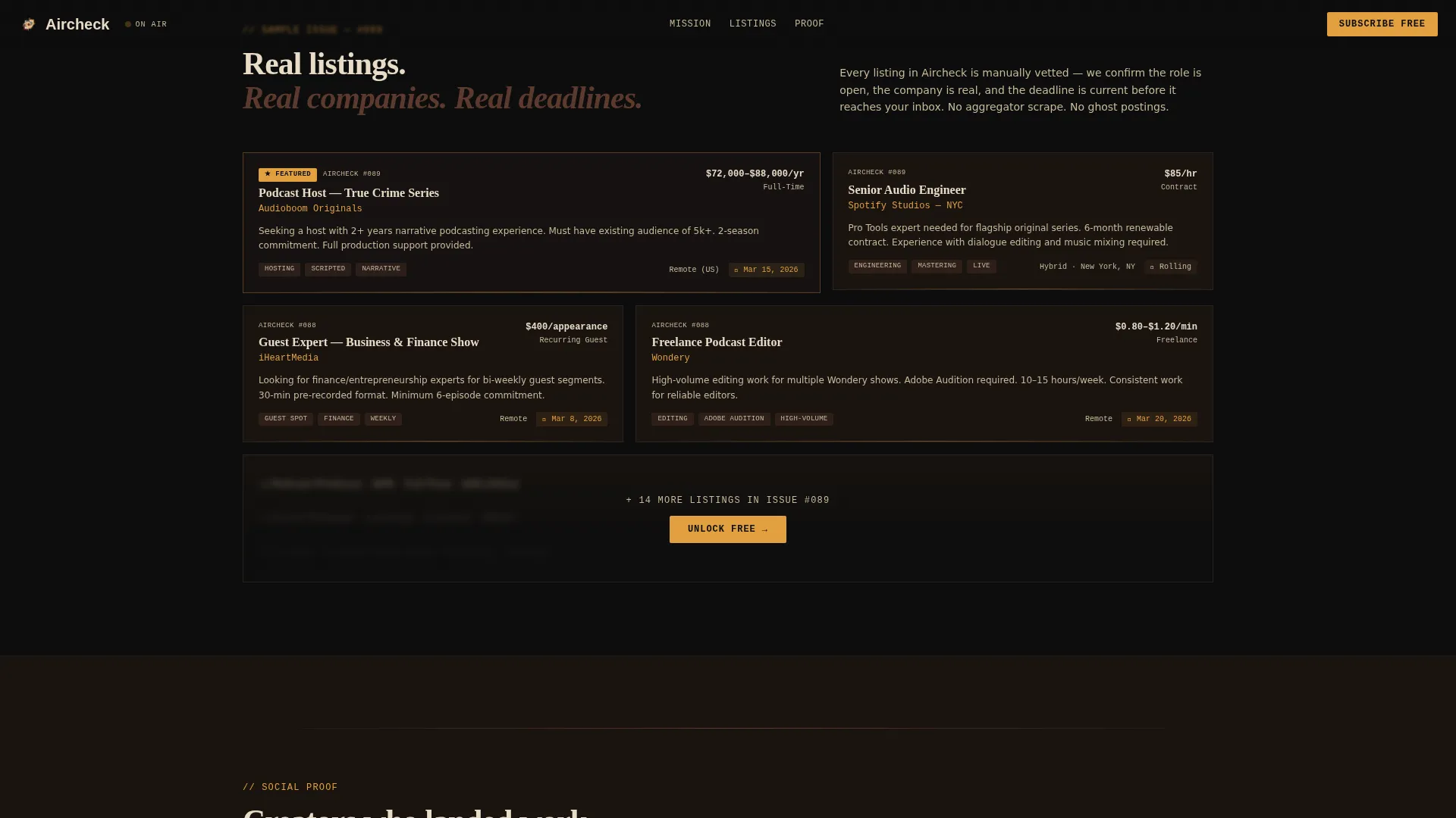 Podcasting Jobs Newsletter Landing Page Template