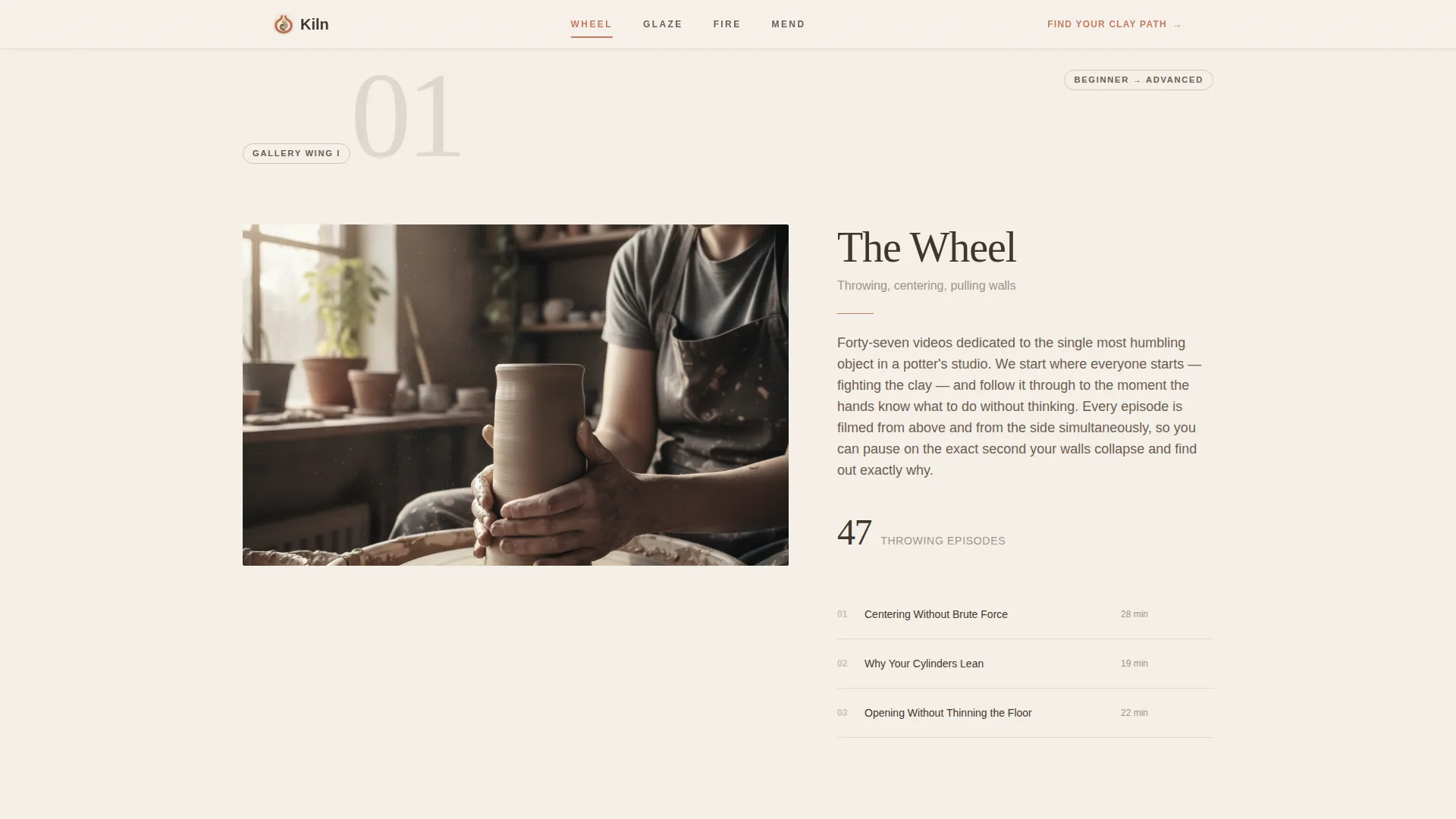 Ceramics YouTube Channel Landing Page Template