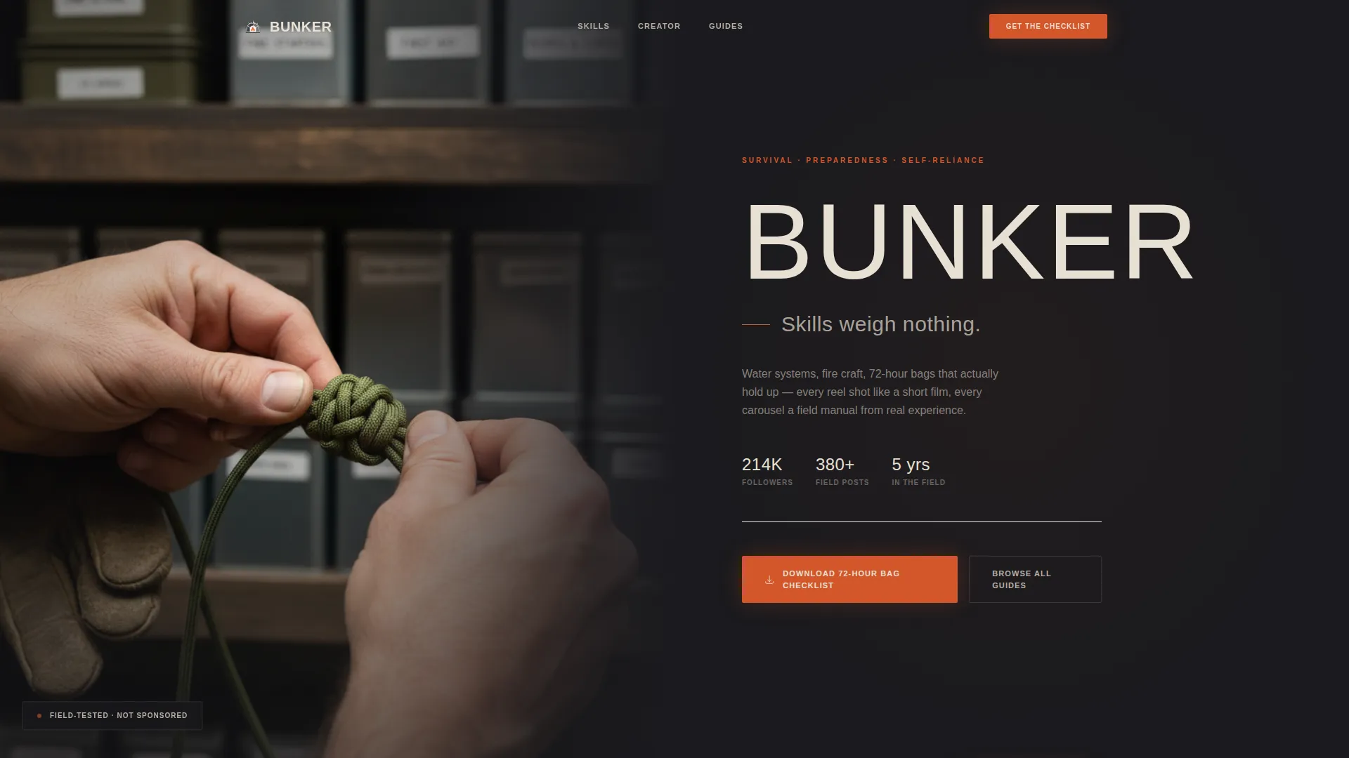 Cinematic Survival Creator Landing Page Template