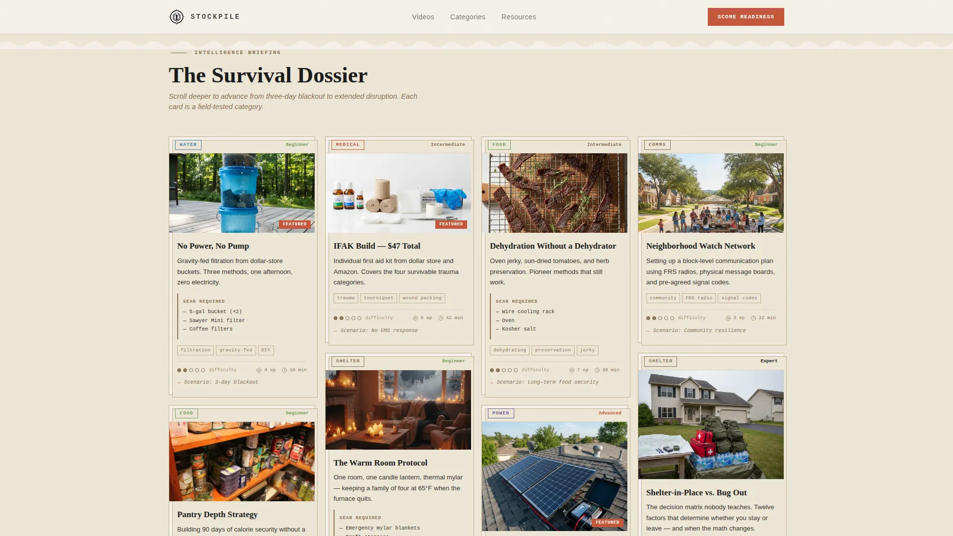 Prepper Landing Page Template | Masonry Layout