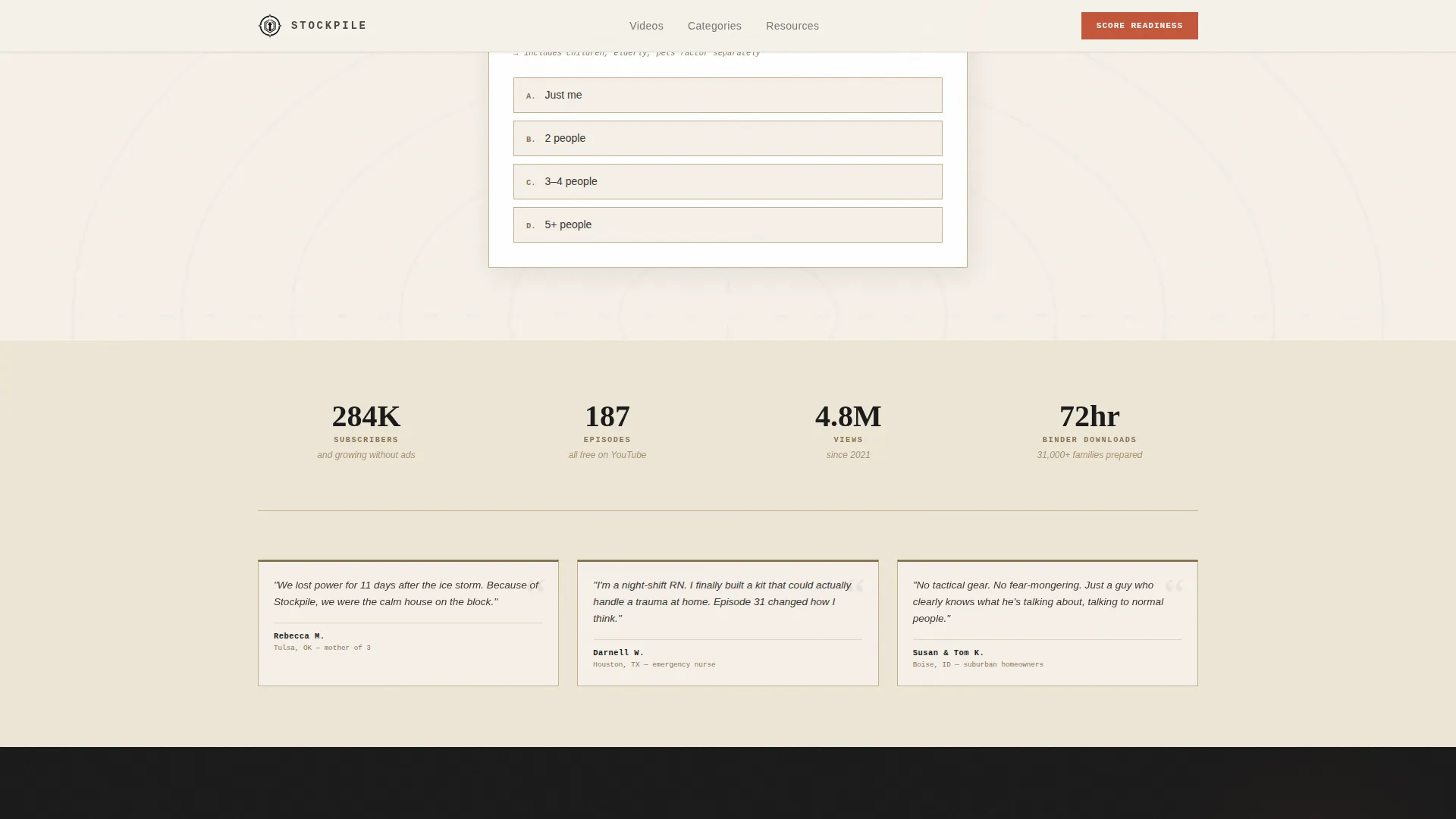 Prepper Landing Page Template | Masonry Layout