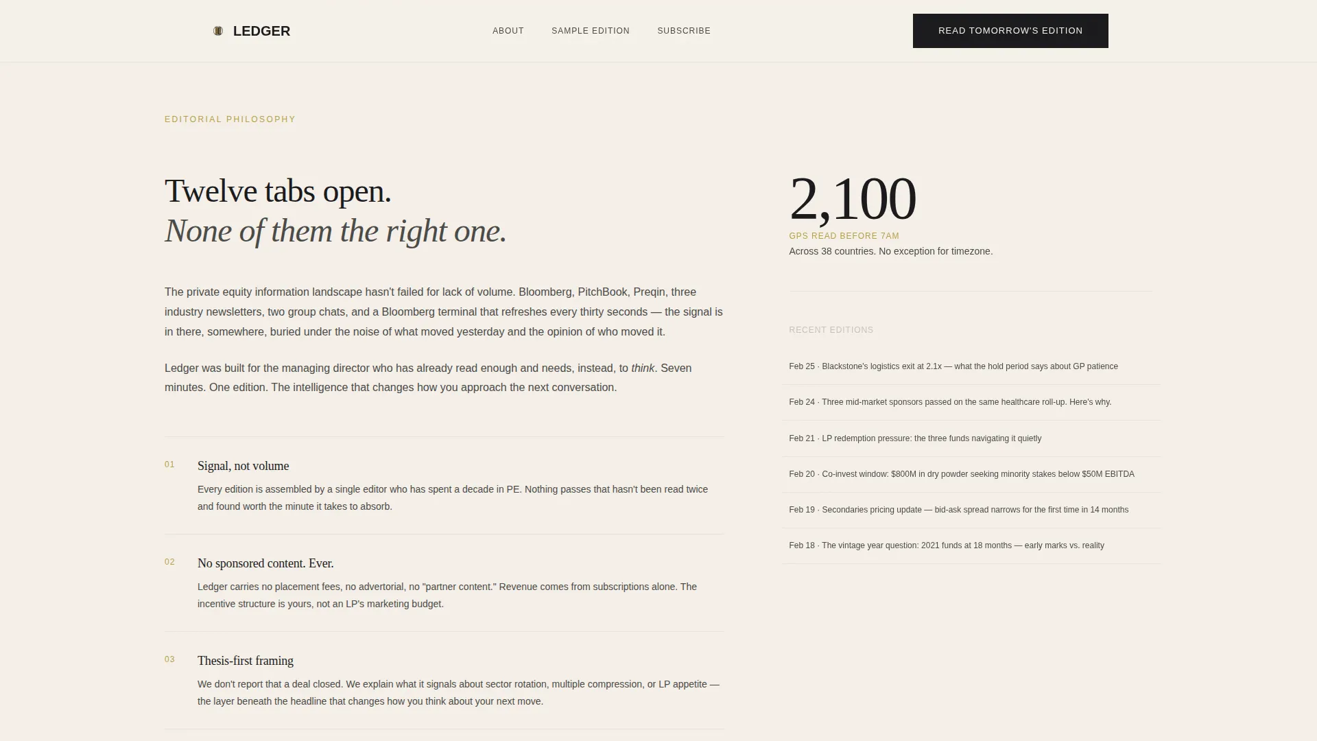 Private Equity Newsletter Landing Page Template