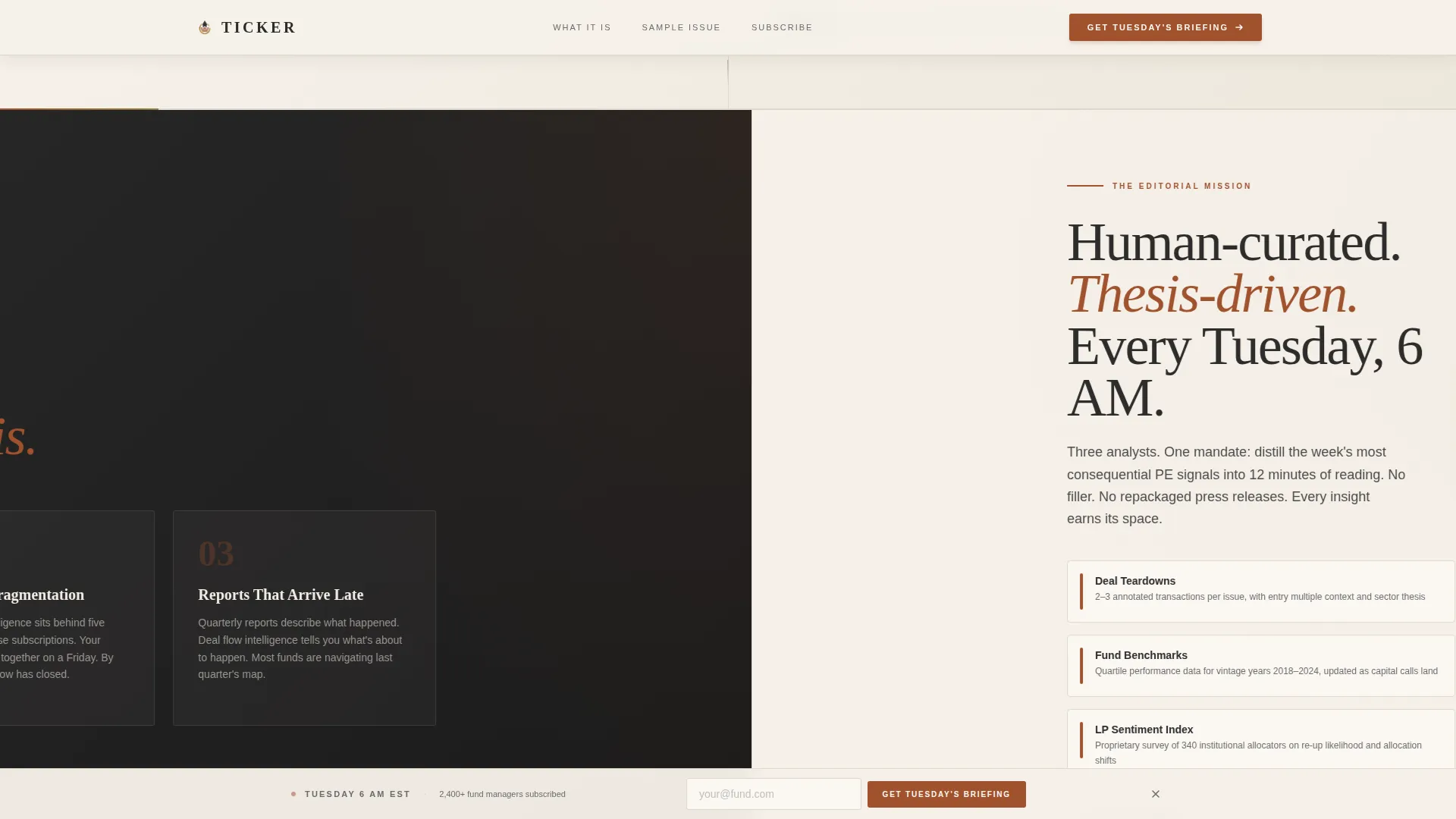 Private Equity Newsletter Landing Page Template