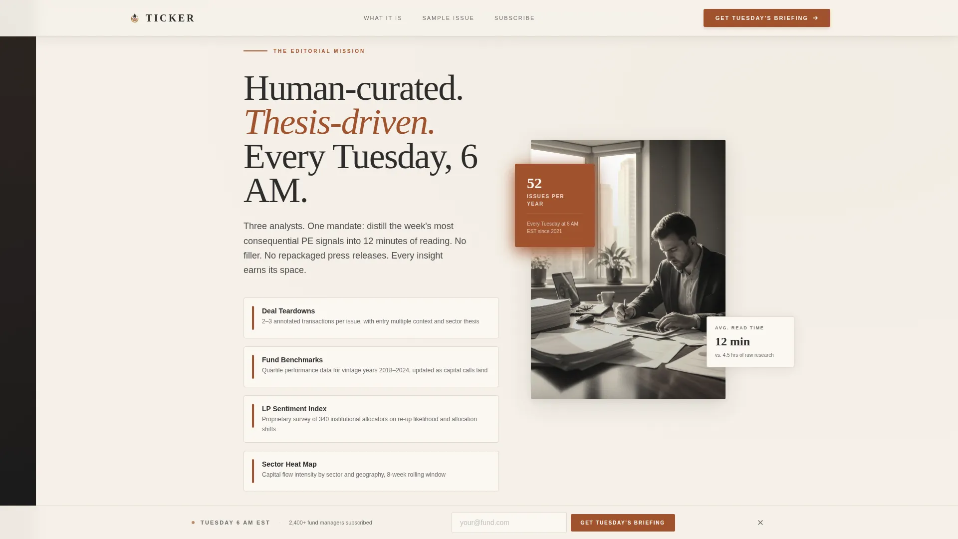 Private Equity Newsletter Landing Page Template