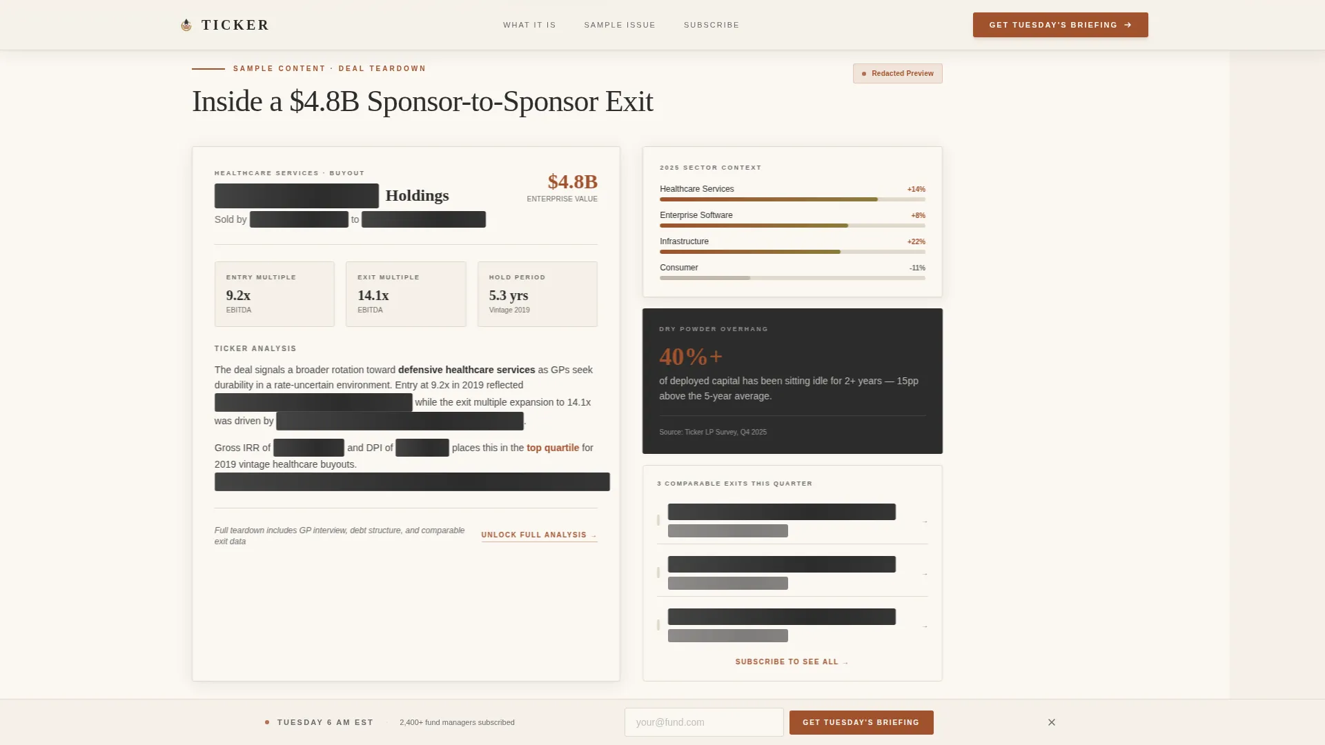 Private Equity Newsletter Landing Page Template