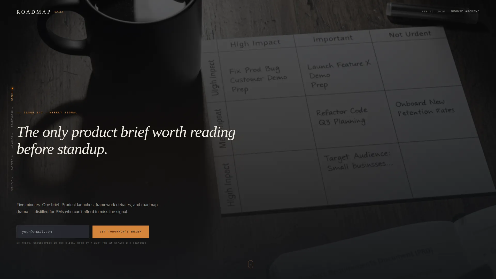 Product Management Newsletter Landing Page Template