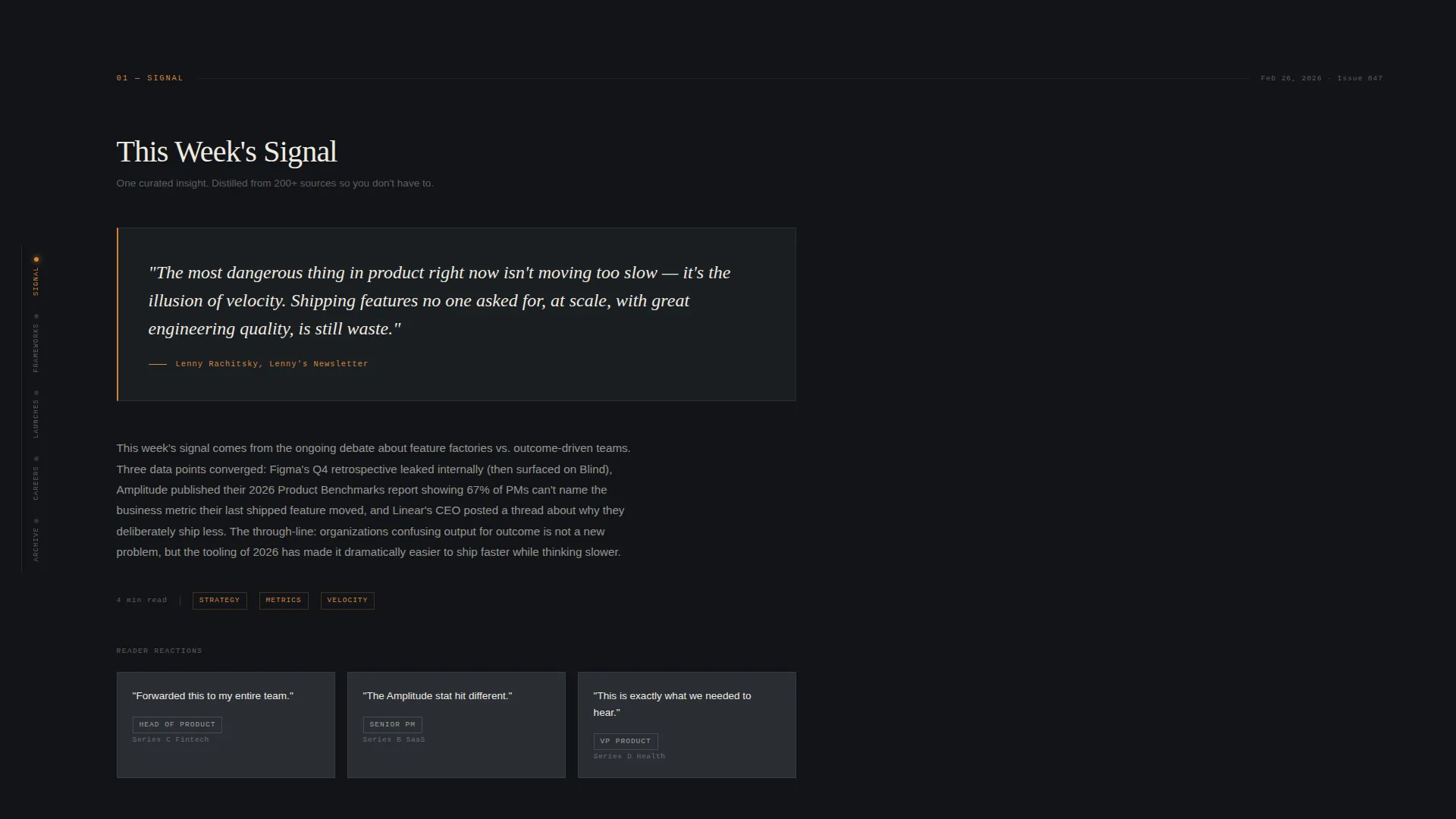 Product Management Newsletter Landing Page Template