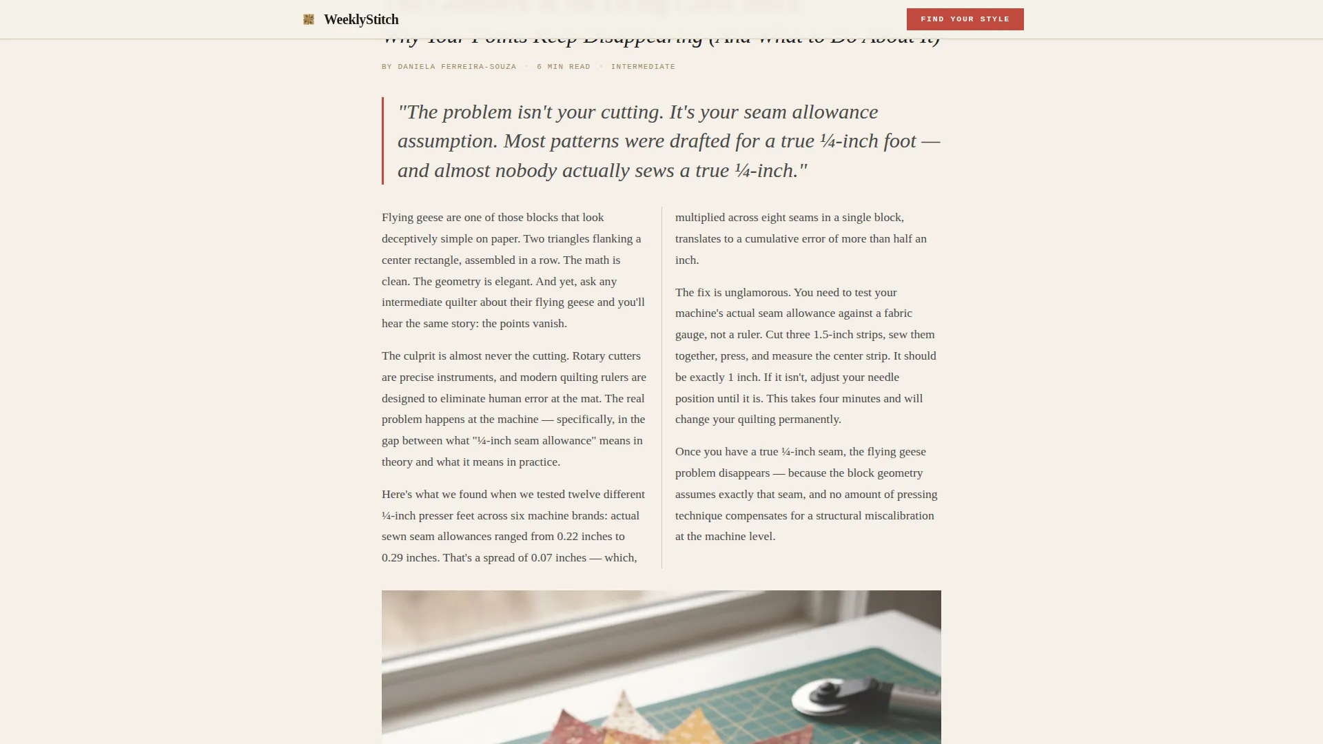 Quilting & Sewing Content Specialist Blog Website Template