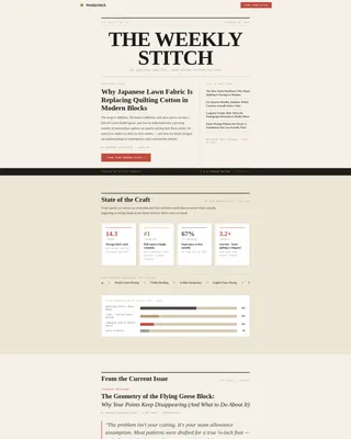 Quilting & Sewing Content Specialist Blog Website Template