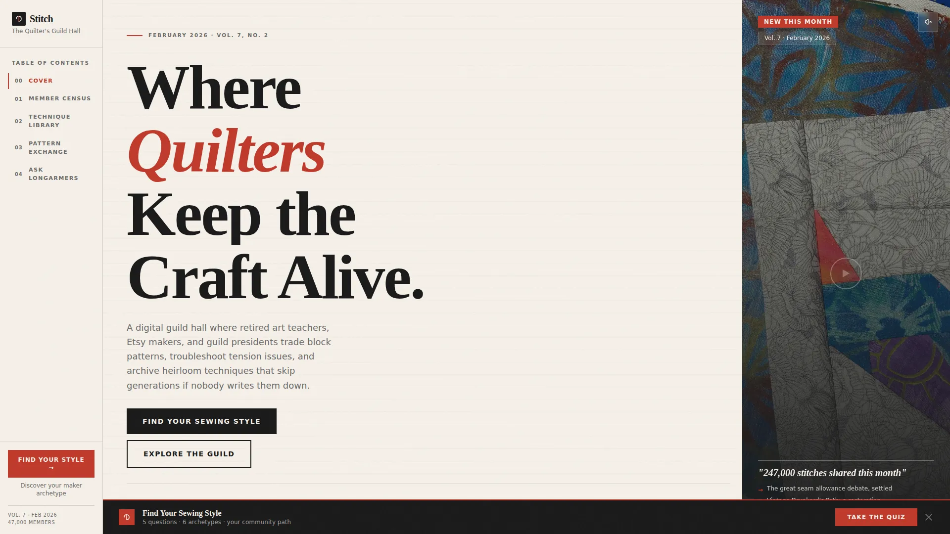 Quilting & Sewing Content Advanced Blog Website Template