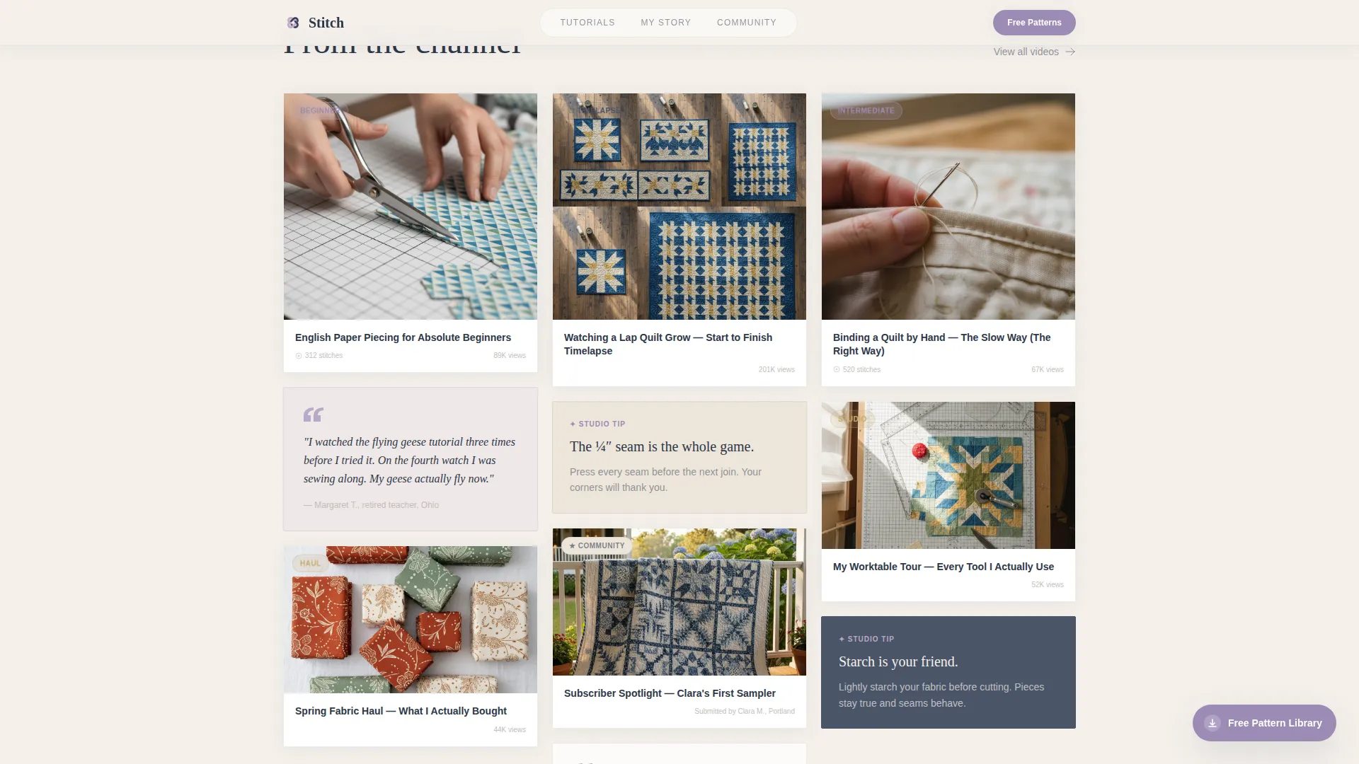 Quilting & Sewing Content Specialist Professional Website Template