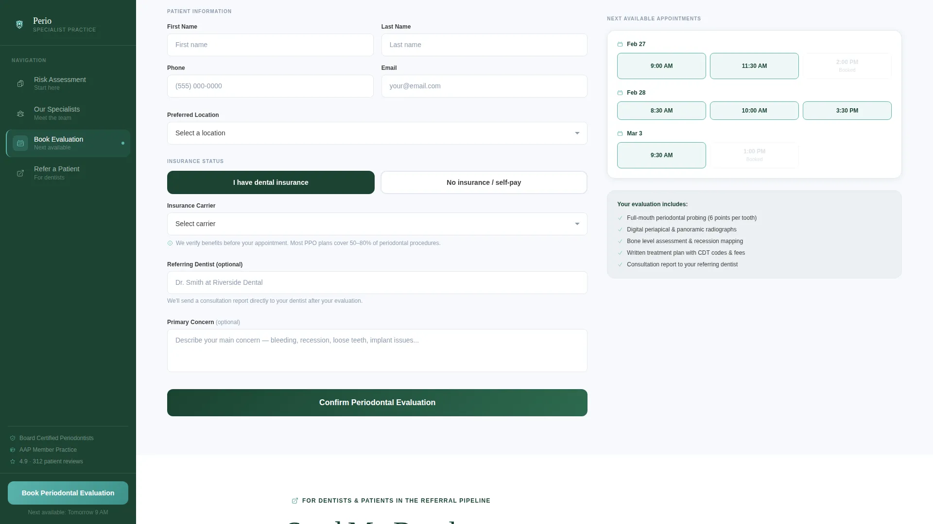 Dental Clinic Appointment Booking Website Template