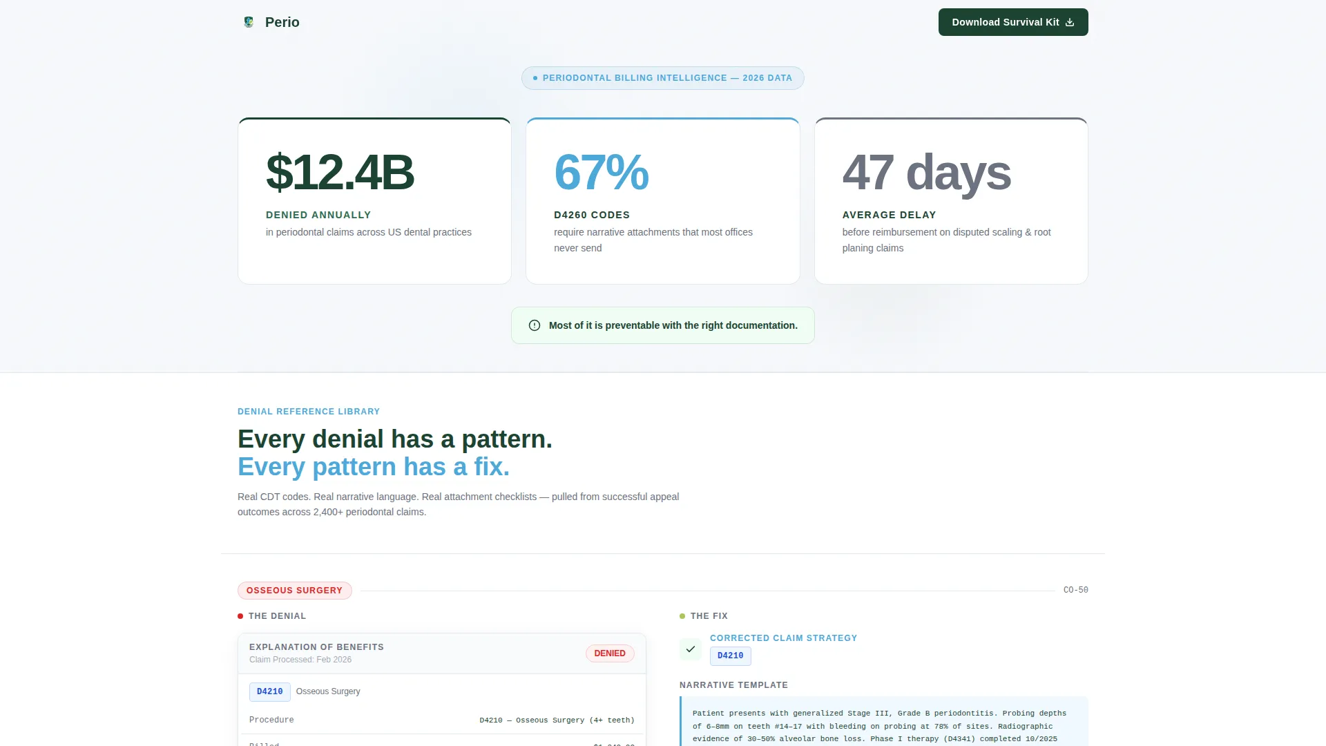 Periodontist Insurance & Billing Landing Page Template