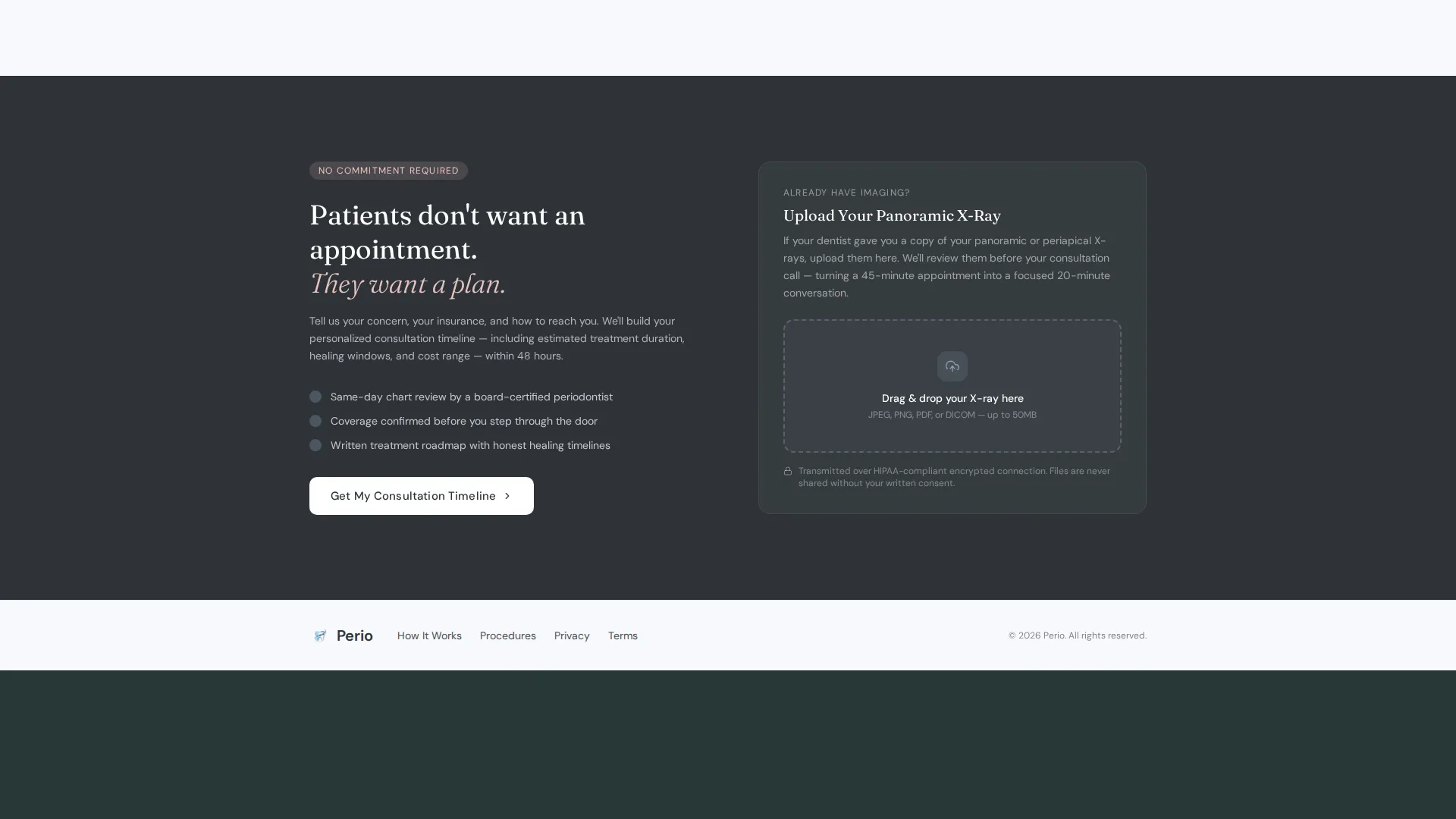 Periodontist Patient Portal Landing Page Template