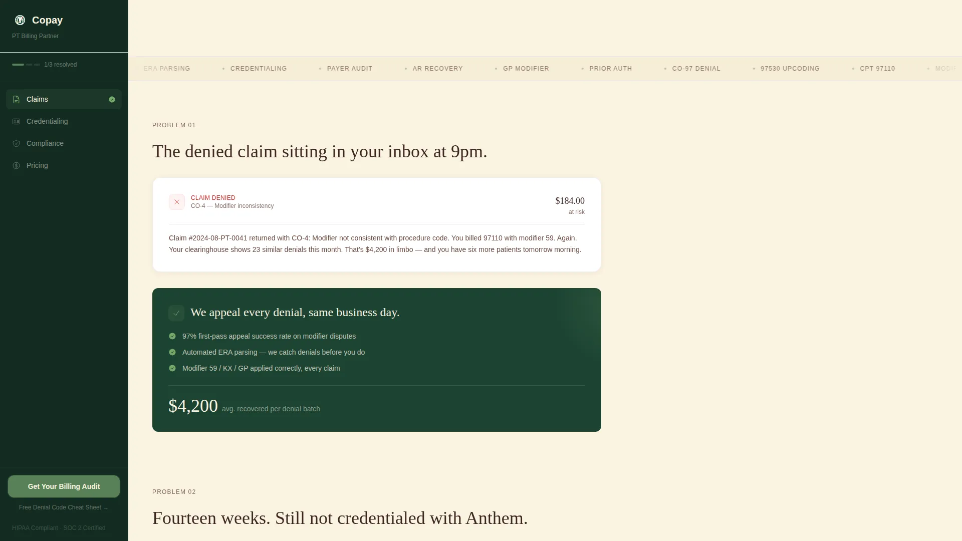 PT Billing Landing Page Template for Clinic Owners
