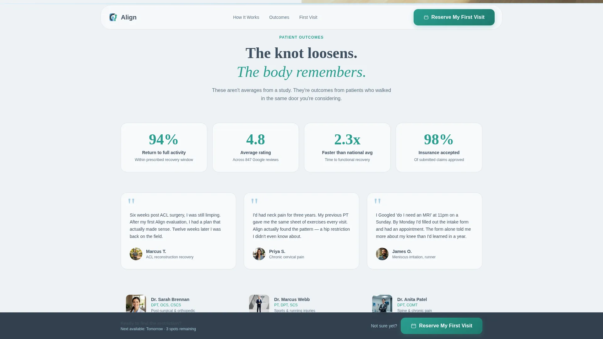 Physical Therapy New Patient Landing Page Template