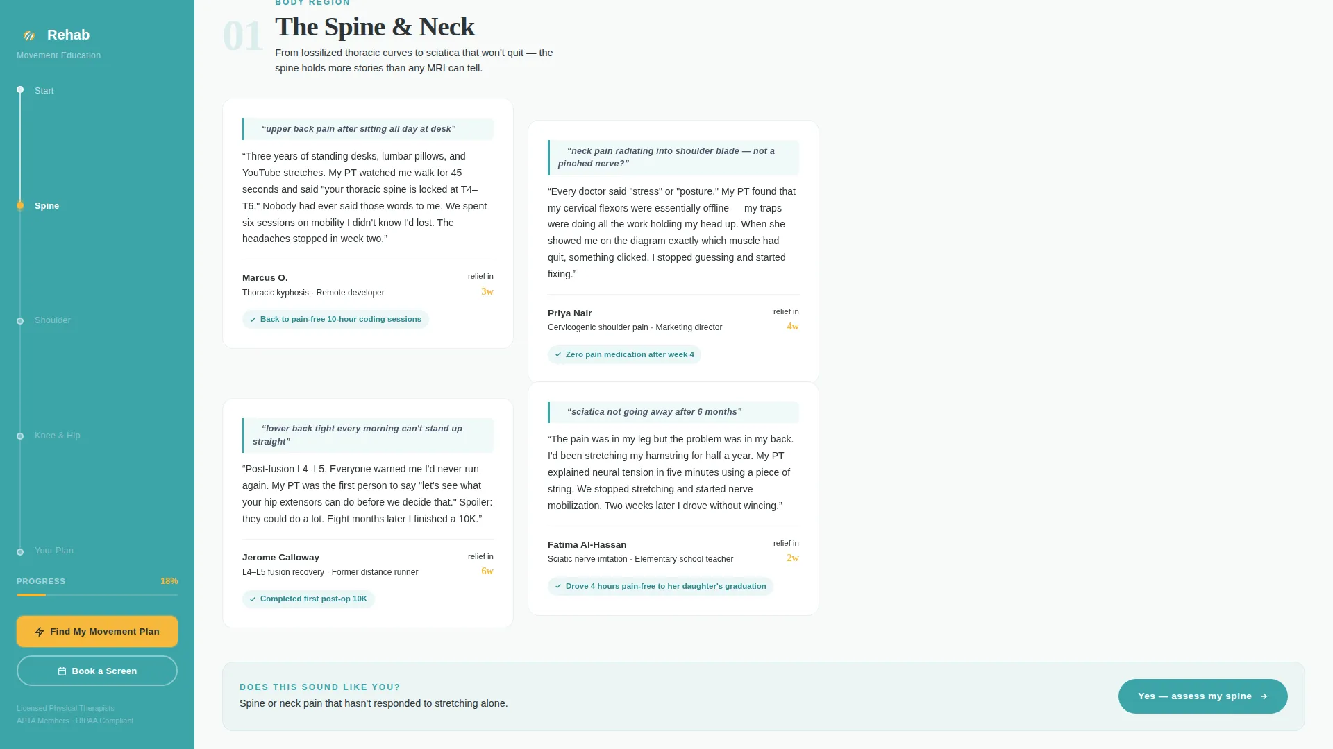 Physical Therapist Patient Education Landing Page