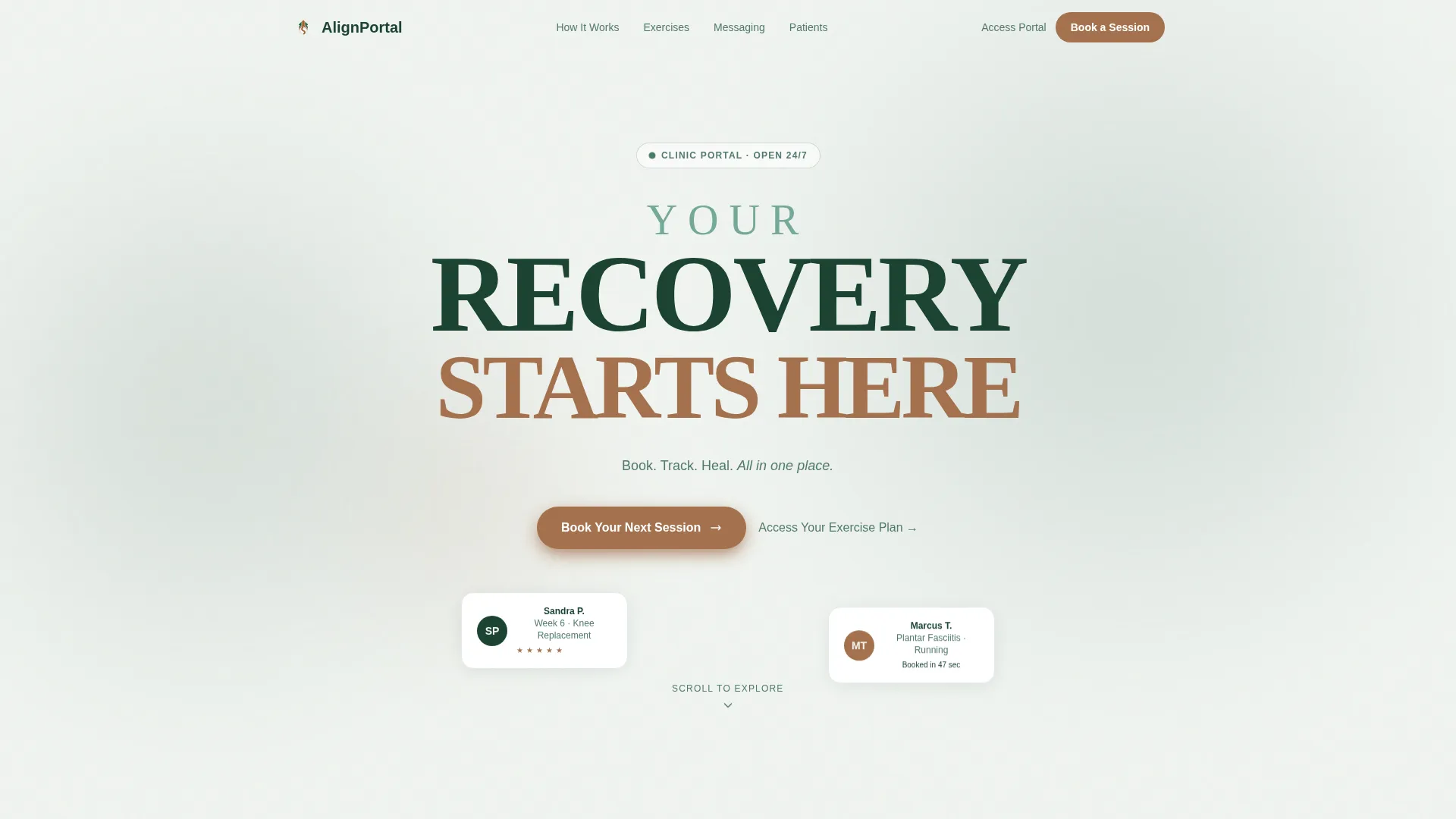Physical Therapist Patient Booking Website Template