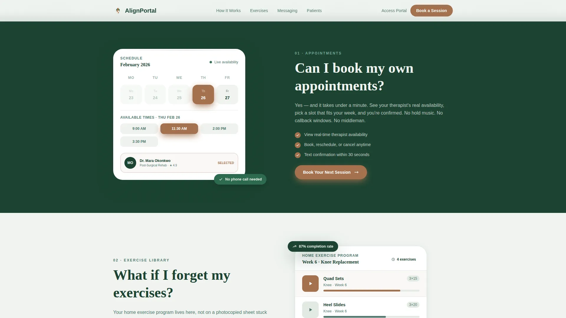 Physical Therapist Patient Booking Website Template