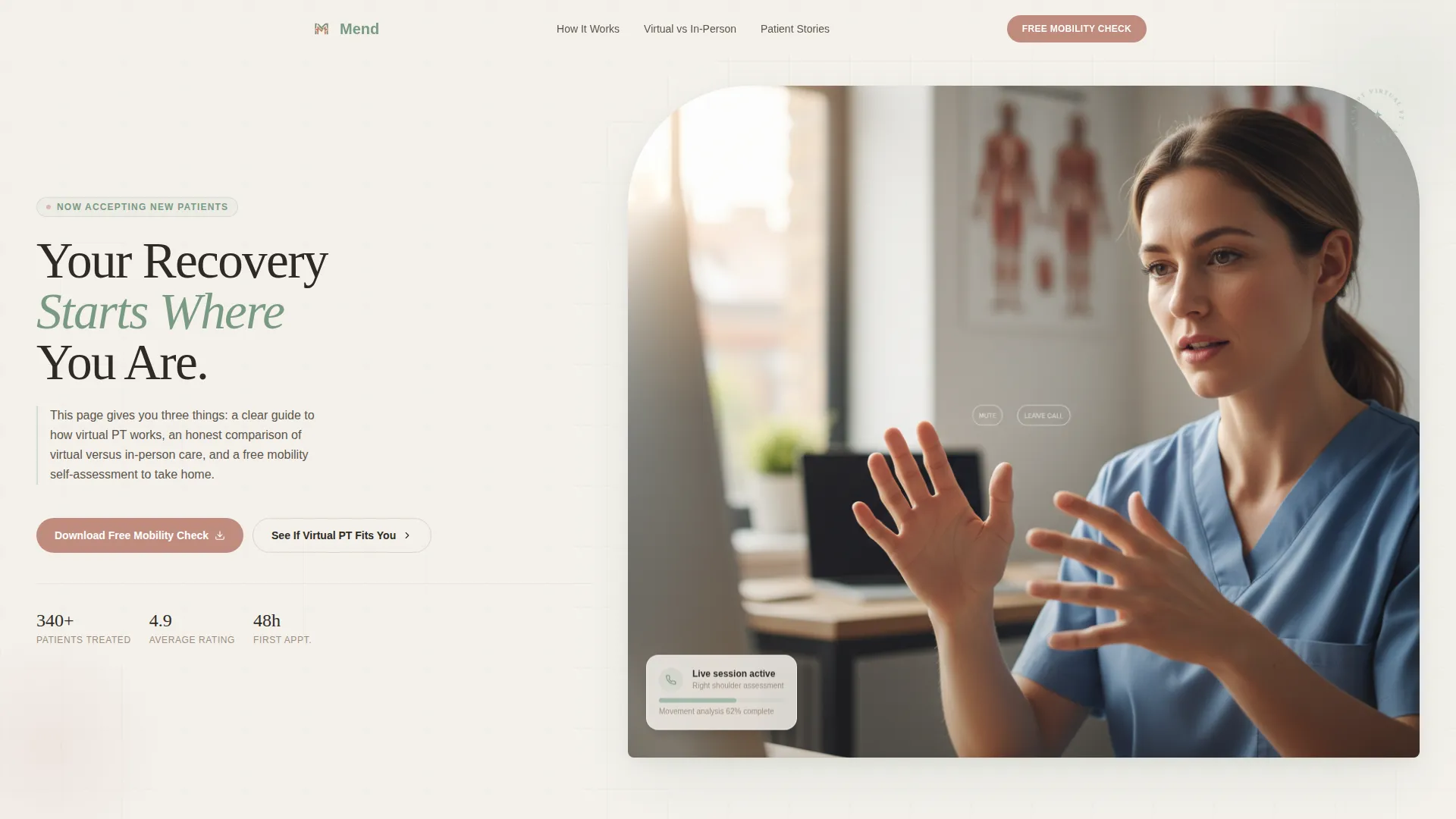 Virtual Physical Therapy Landing Page Template