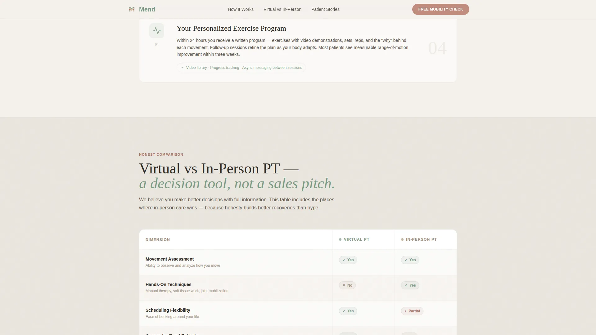 Virtual Physical Therapy Landing Page Template