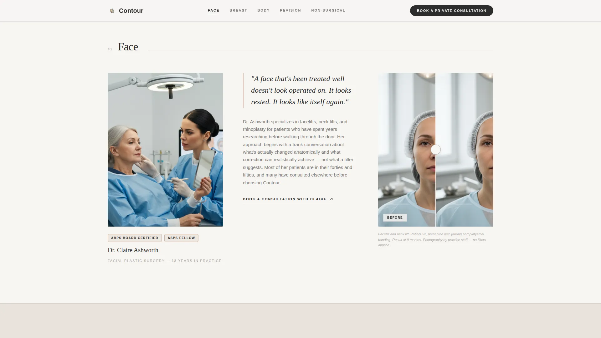 Plastic Surgeon Appointment Booking Landing Page