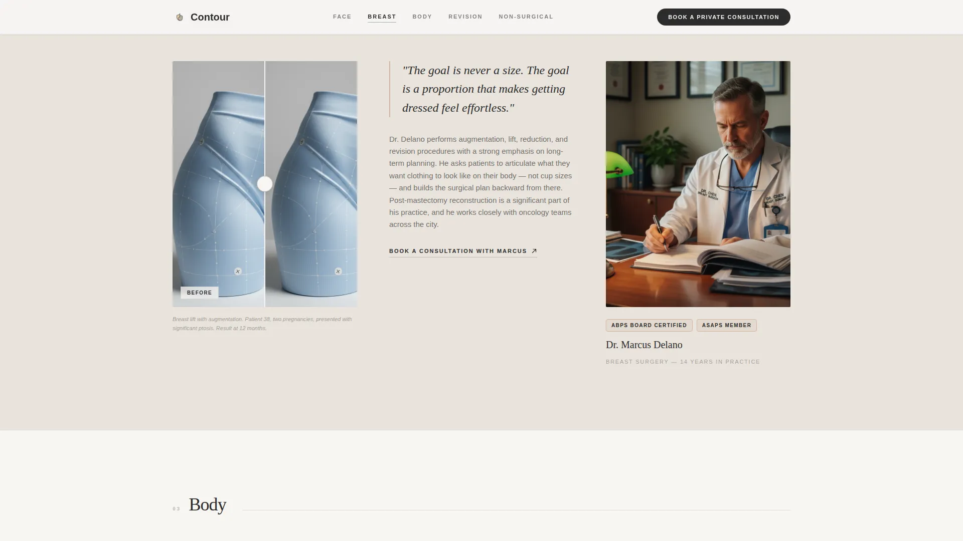 Plastic Surgeon Appointment Booking Landing Page