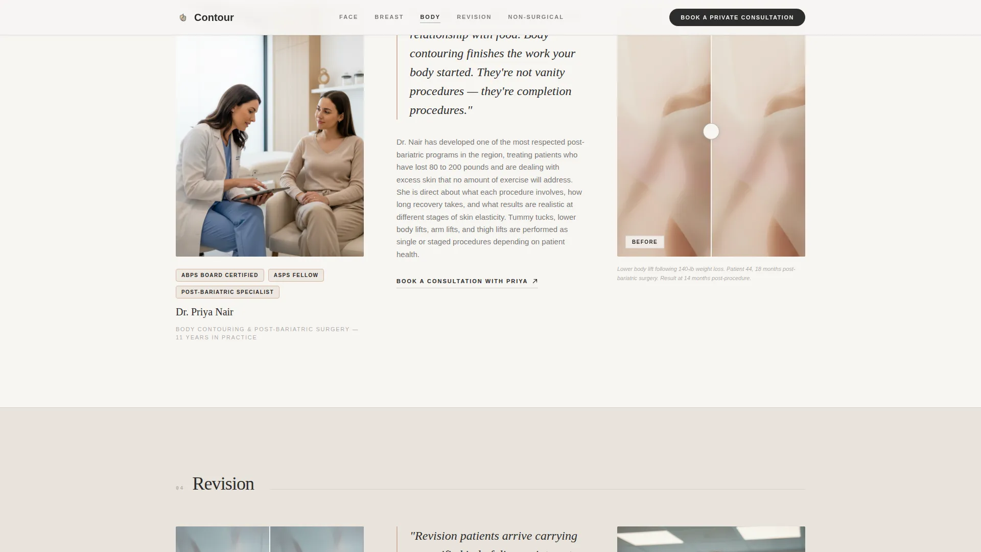Plastic Surgeon Appointment Booking Landing Page
