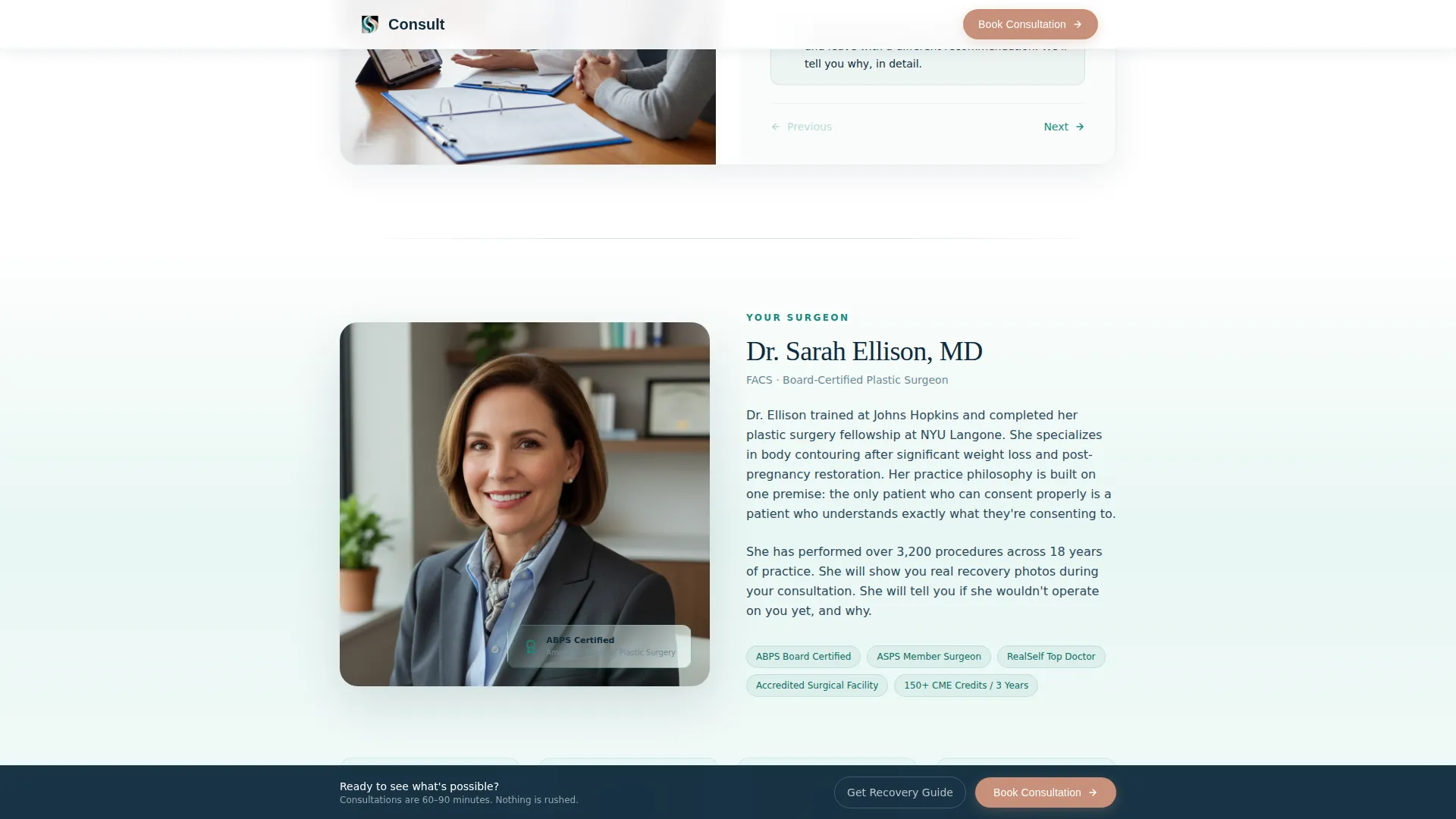 Transformative Surgeon Landing Page Template