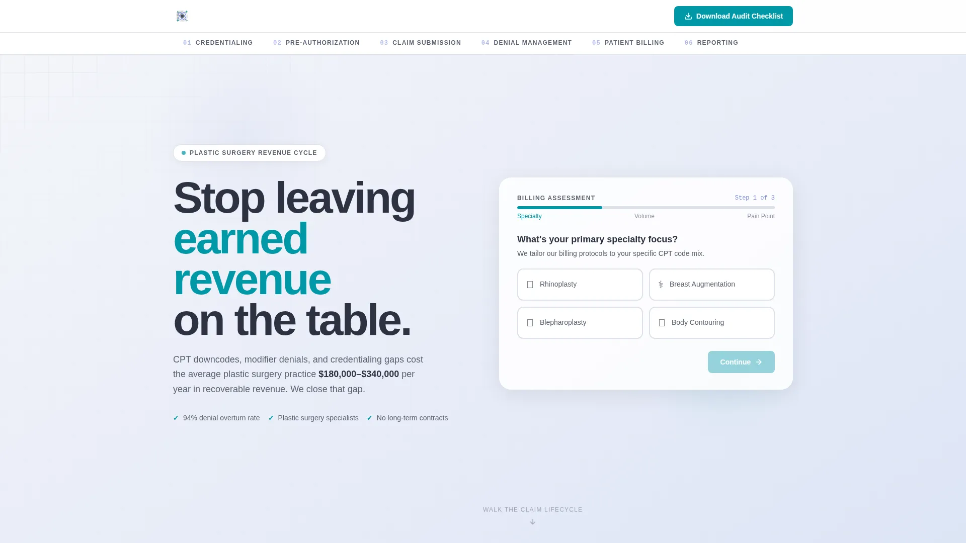 Plastic Surgery Billing Landing Page Template