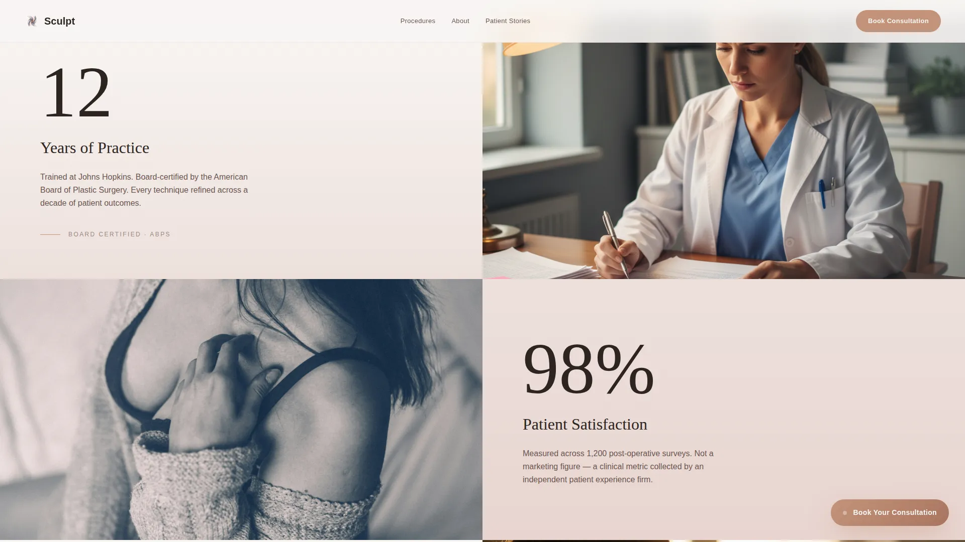 Plastic Surgeon Consultation Booking Landing Page