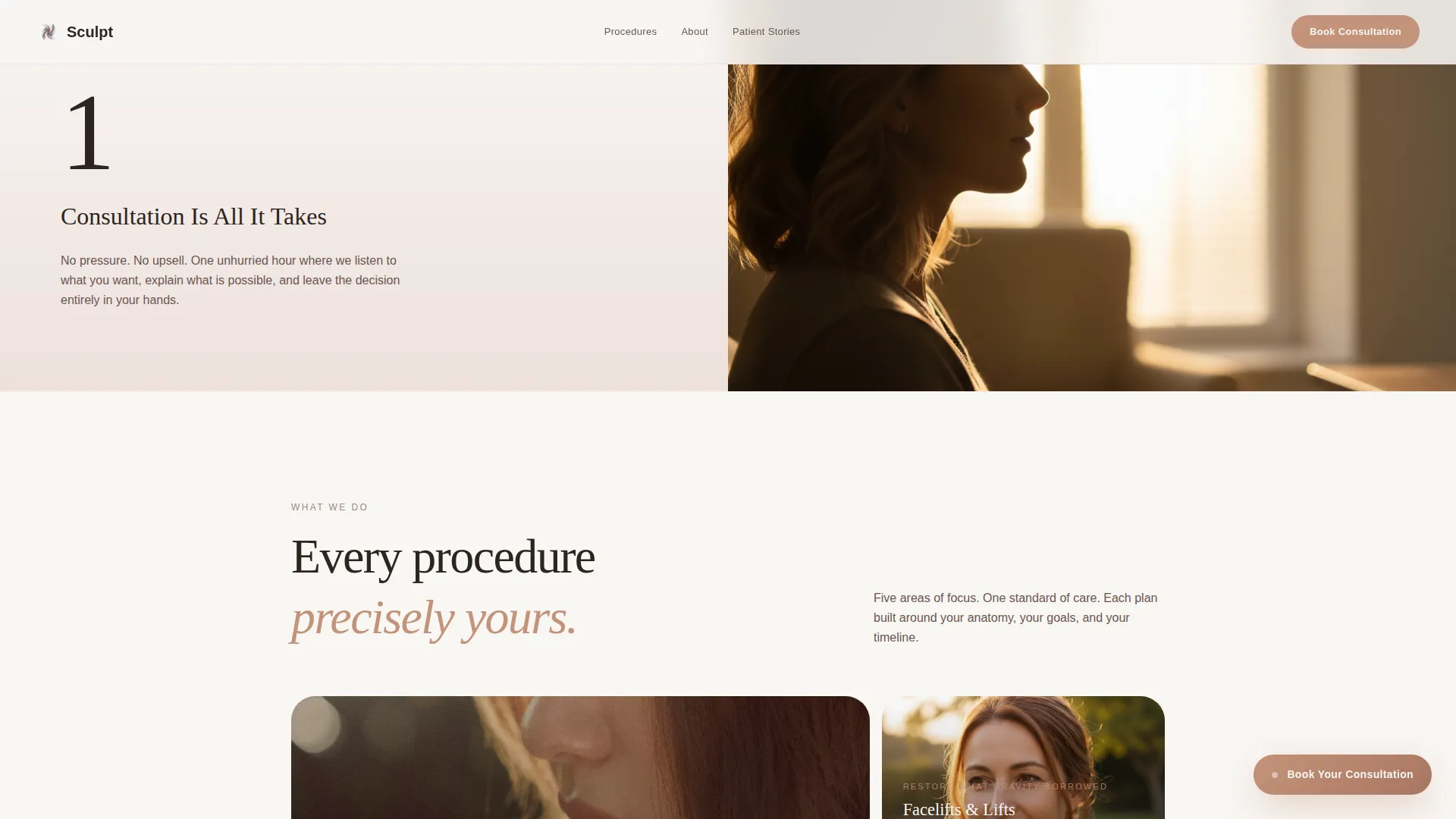 Plastic Surgeon Consultation Booking Landing Page