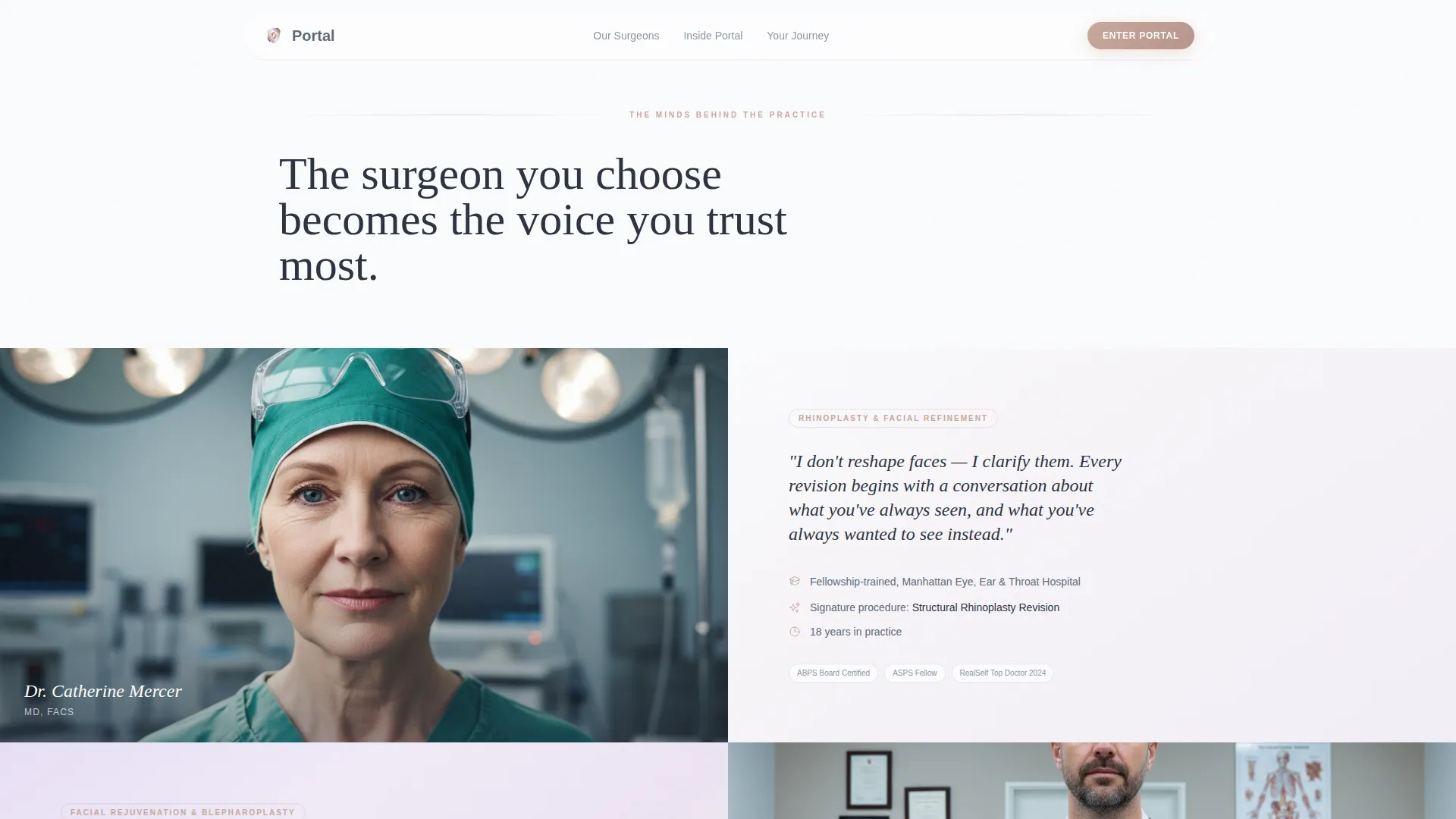 Plastic Surgeon Patient Portal Landing Page Template