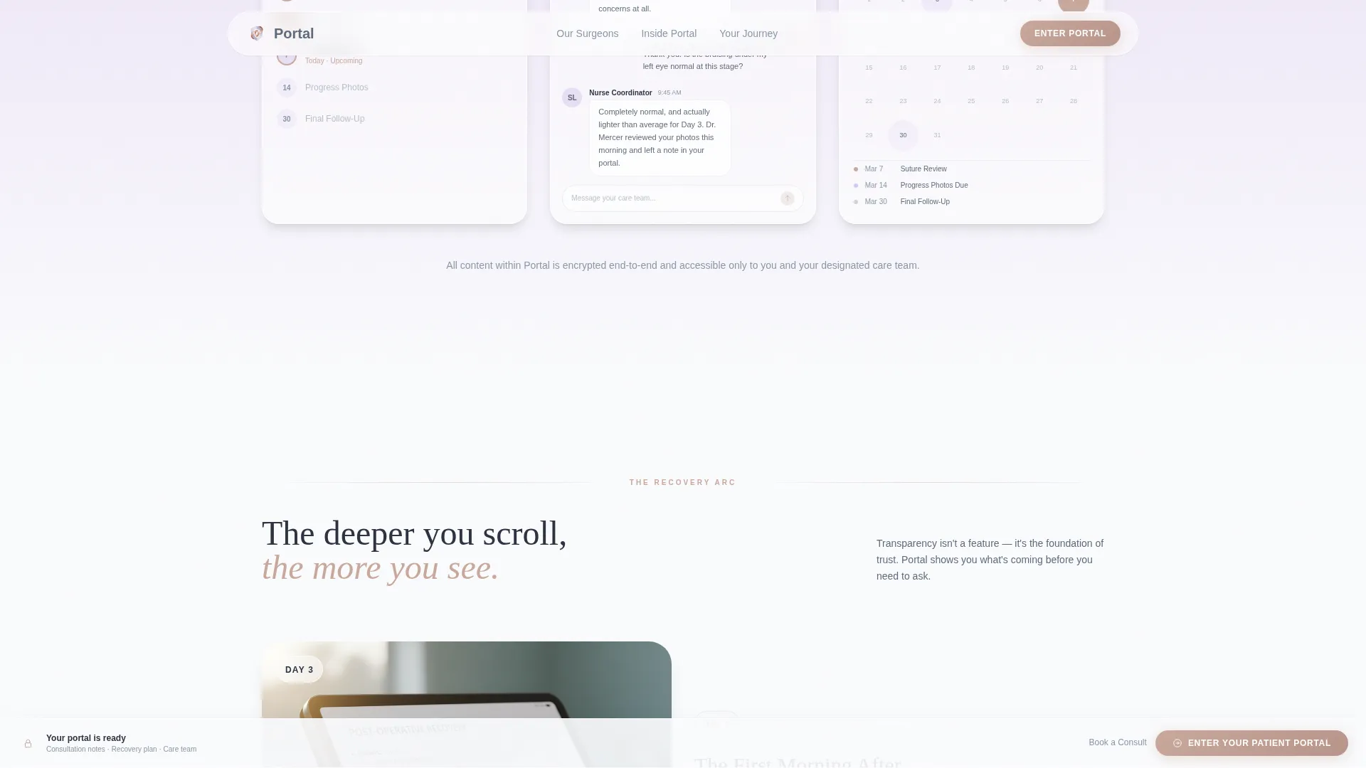 Plastic Surgeon Patient Portal Landing Page Template