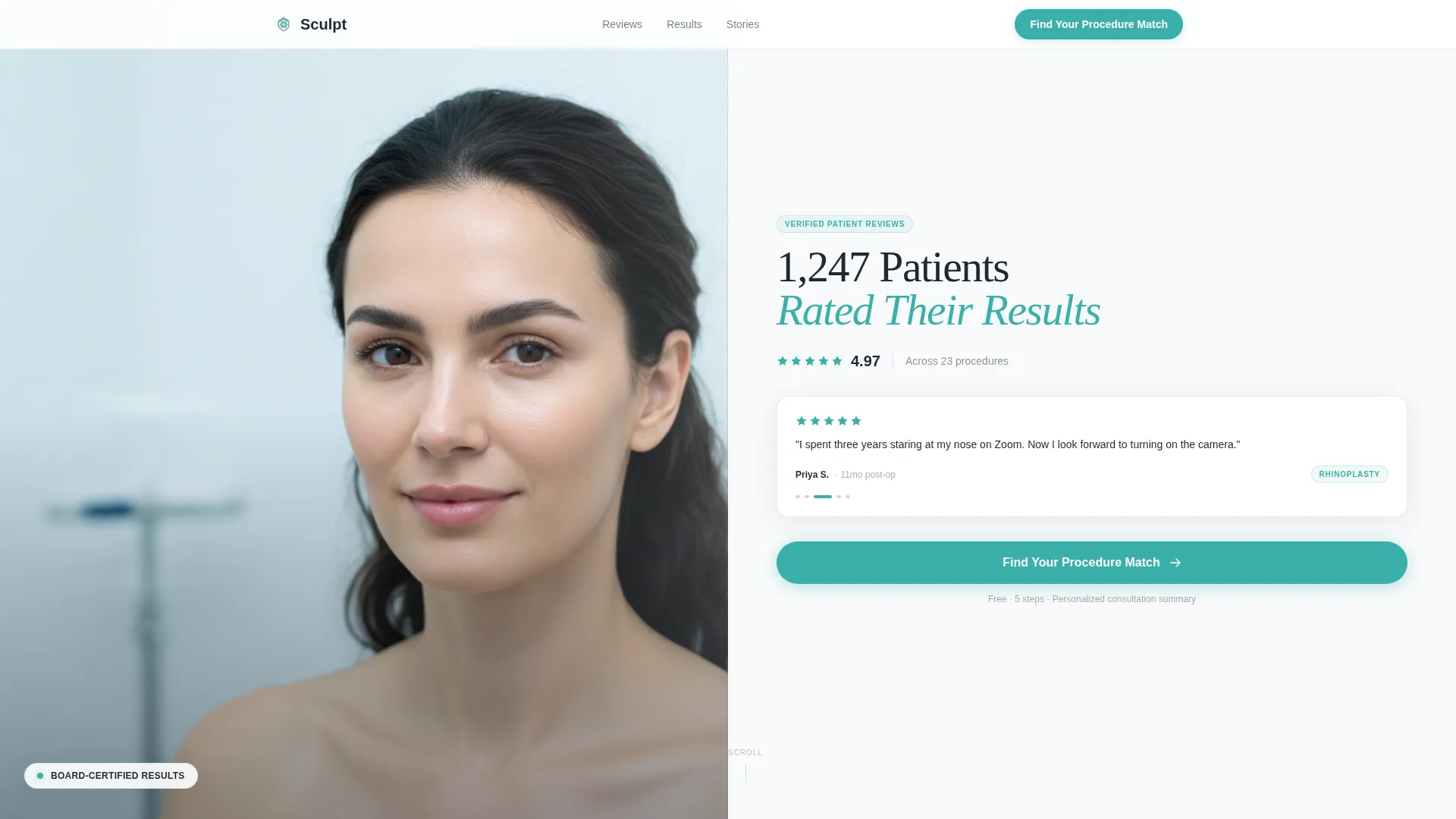Plastic Surgeon Testimonial Landing Page Template