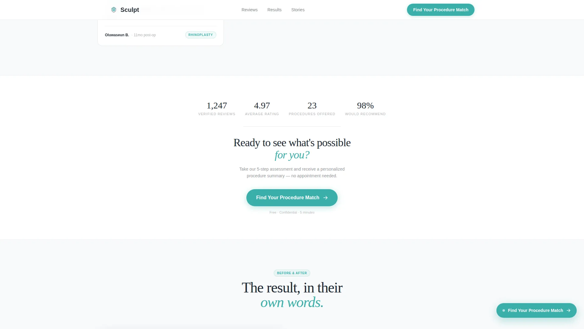 Plastic Surgeon Testimonial Landing Page Template