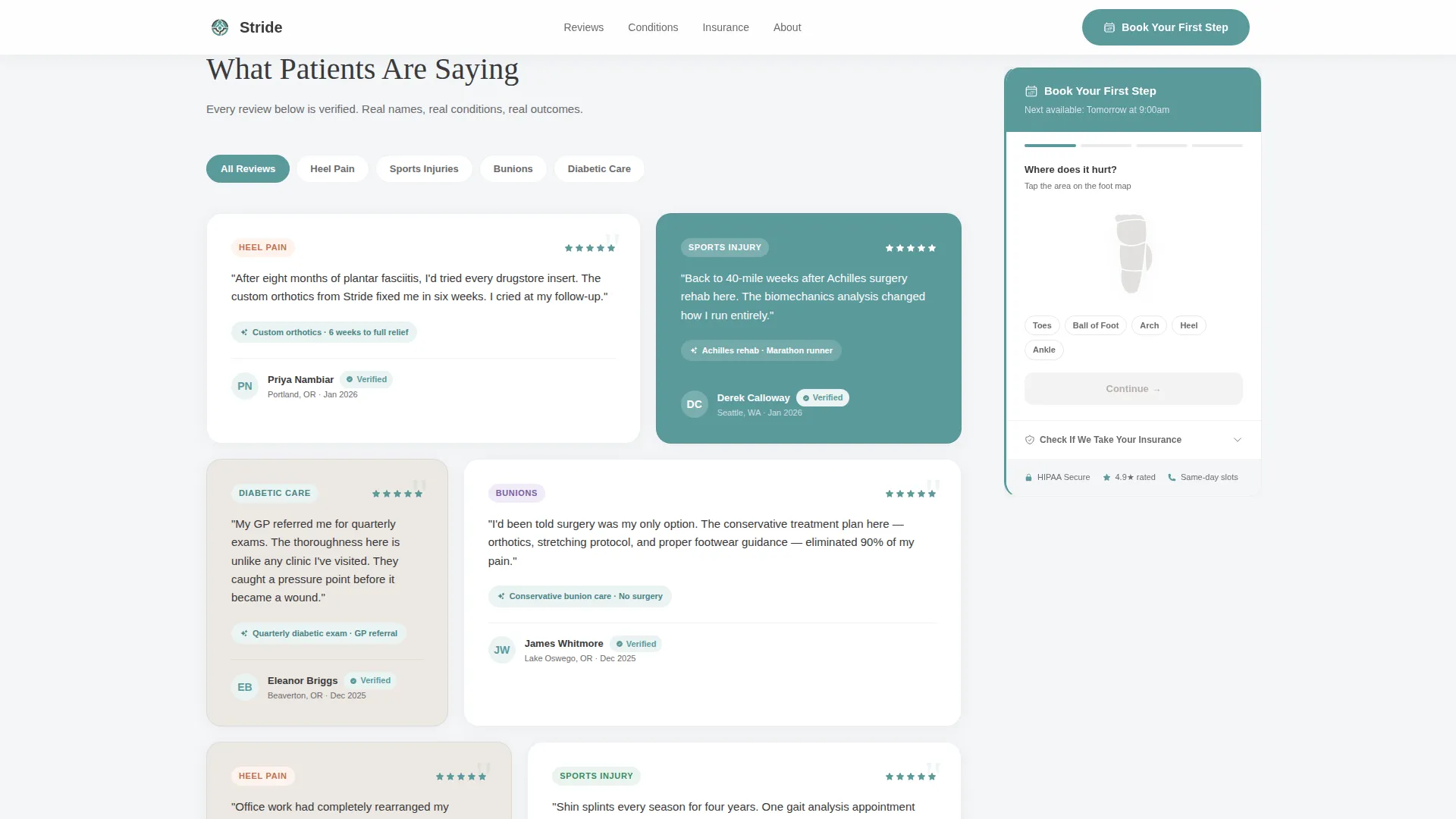 Podiatrist Specialist Booking Website Template
