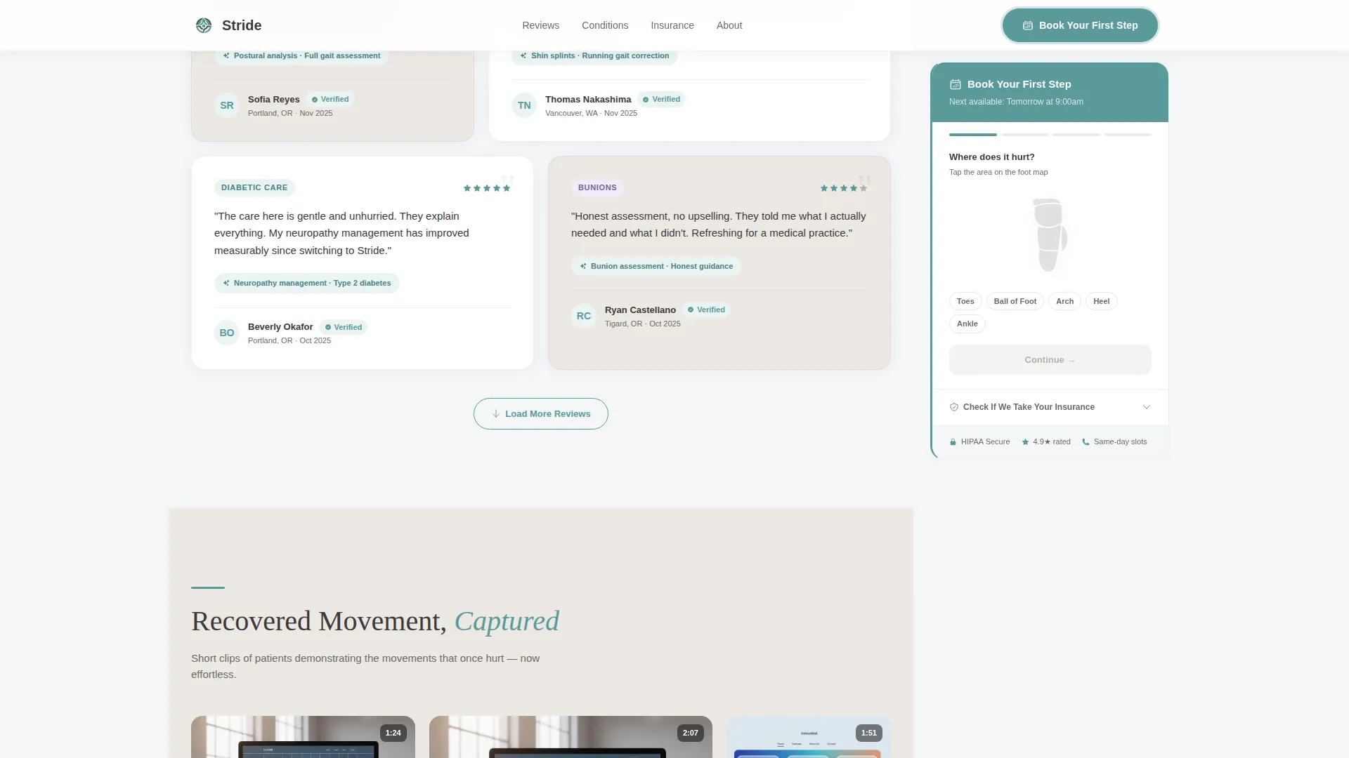 Podiatrist Specialist Booking Website Template