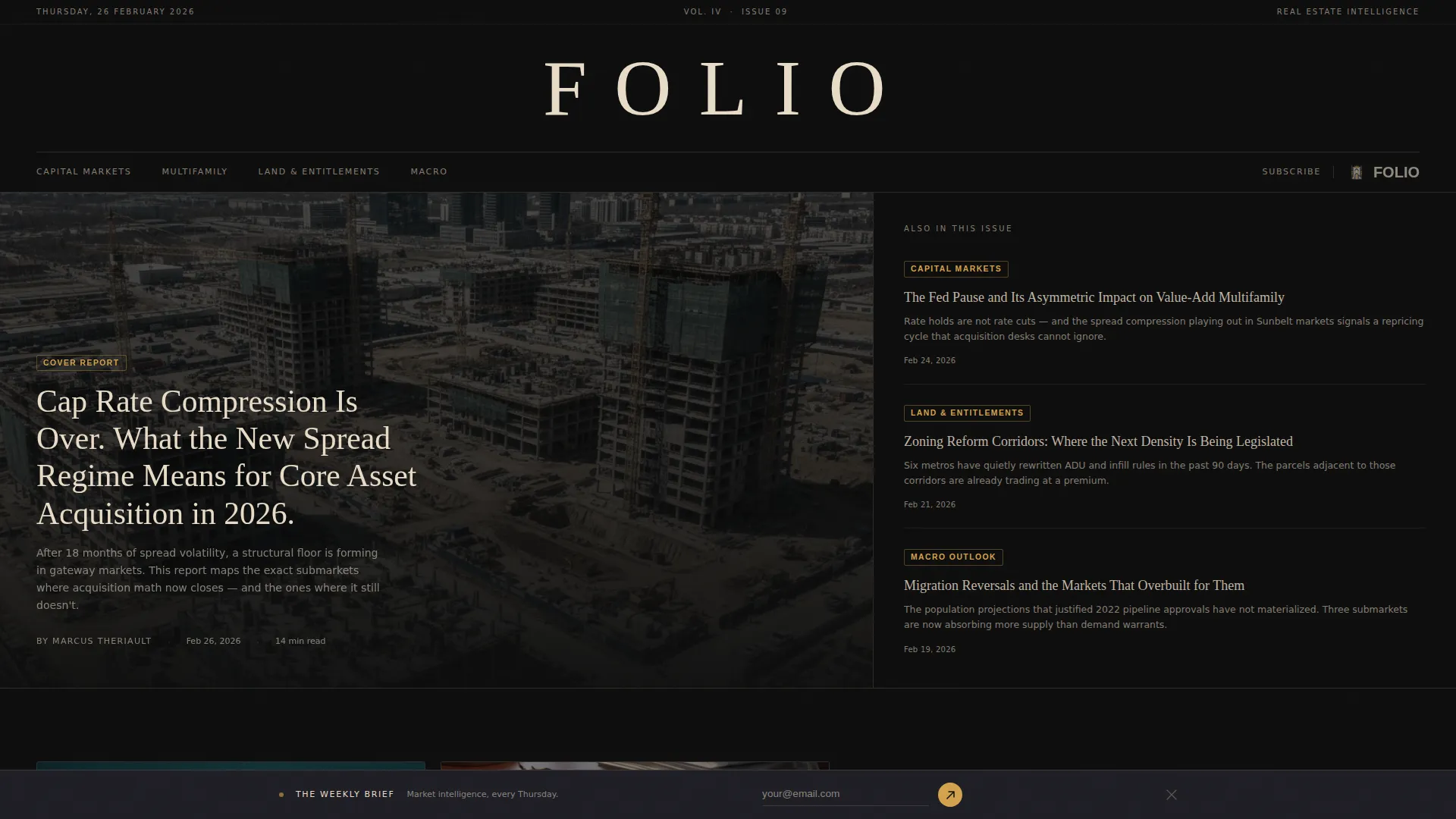 Cinematic Real Estate Report Blog Landing Page