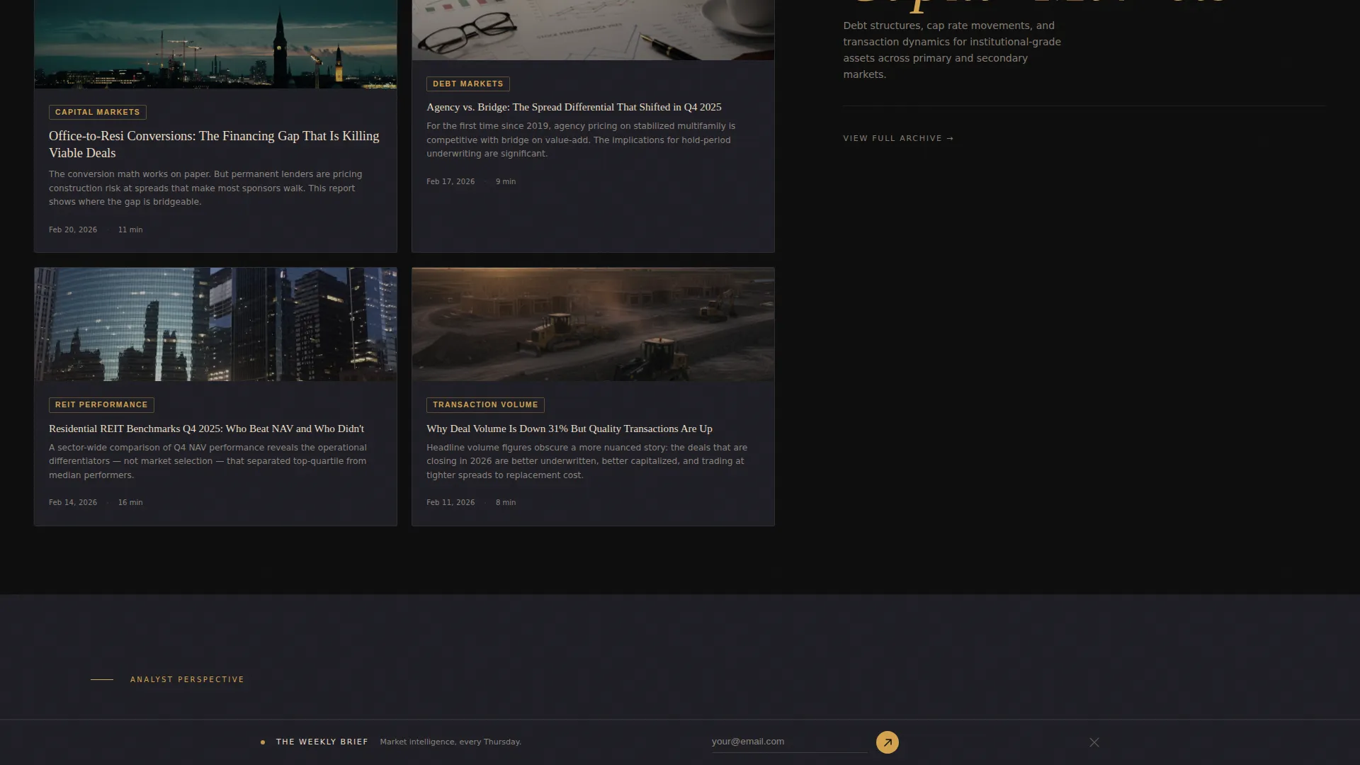 Cinematic Real Estate Report Blog Landing Page